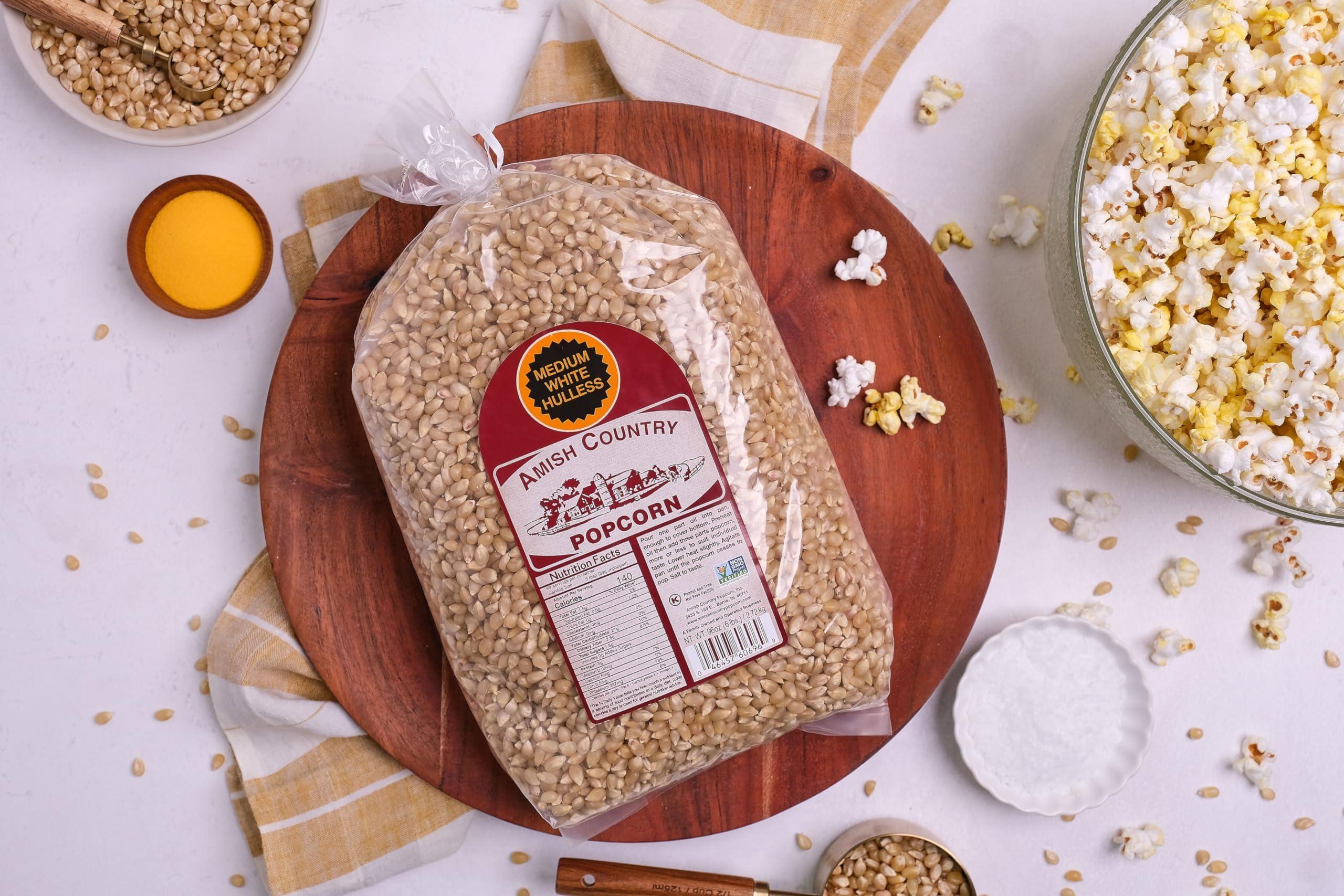 Amish Country Popcorn Amish Country Popcorn | 6 lb Bag | Medium White Popcorn Kernels | Old Fashioned, Non-GMO and Gluten Free (Medium White - 6 lb Bag)