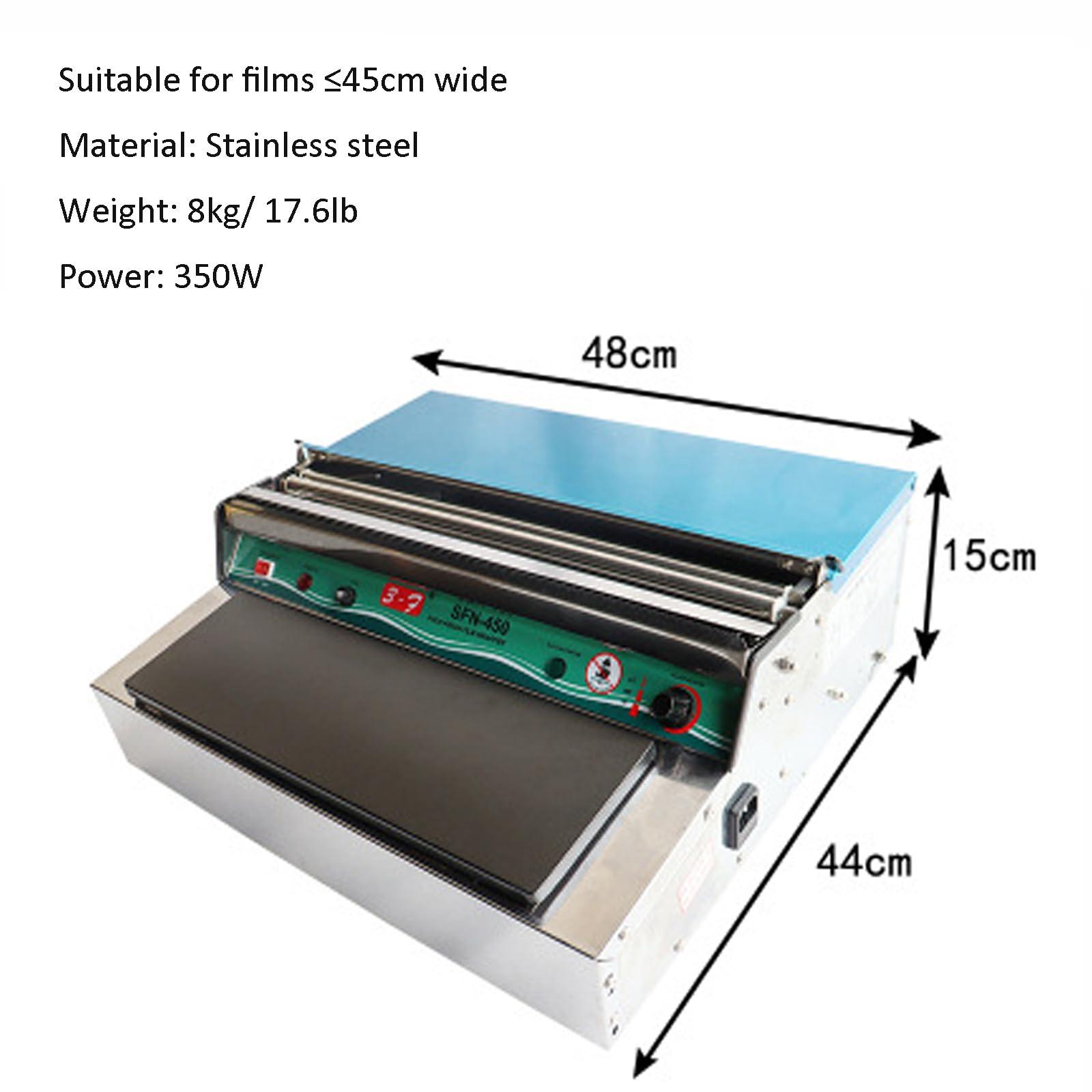 nLn Hope Commercial Film Wrapper Hand Wrapping Machine with 2 Roll 12Inch x 1312Feet PVC Plastic Cling Wrap Film for Packing and Storing Food, Reusable with Slide Cutter (SFN-450+2 Roll Cling Wrap)