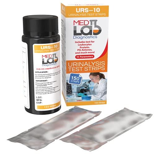 Med Lab Diagnostics Med Lab Diagnostics 10 Parameter Urine Test Strips for Urinalysis(150 Cnt) in Sealed Pouches. Tests for Ketosis, pH, Protein, UTI, Kidney and Liver Function
