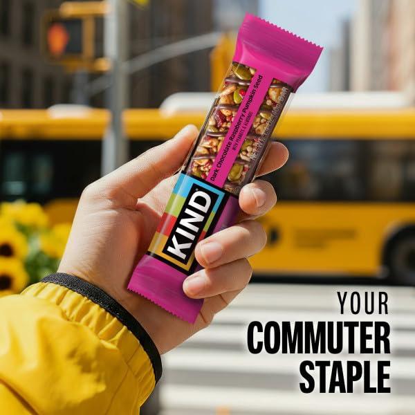 KIND KIND Seeds Fruit & Nuts Snack Bar, Dark Chocolate Raspberry Pumpkin Seed | 5g Protein, High Fiber, Gluten Free Bars, 1.4 OZ, 12 Count