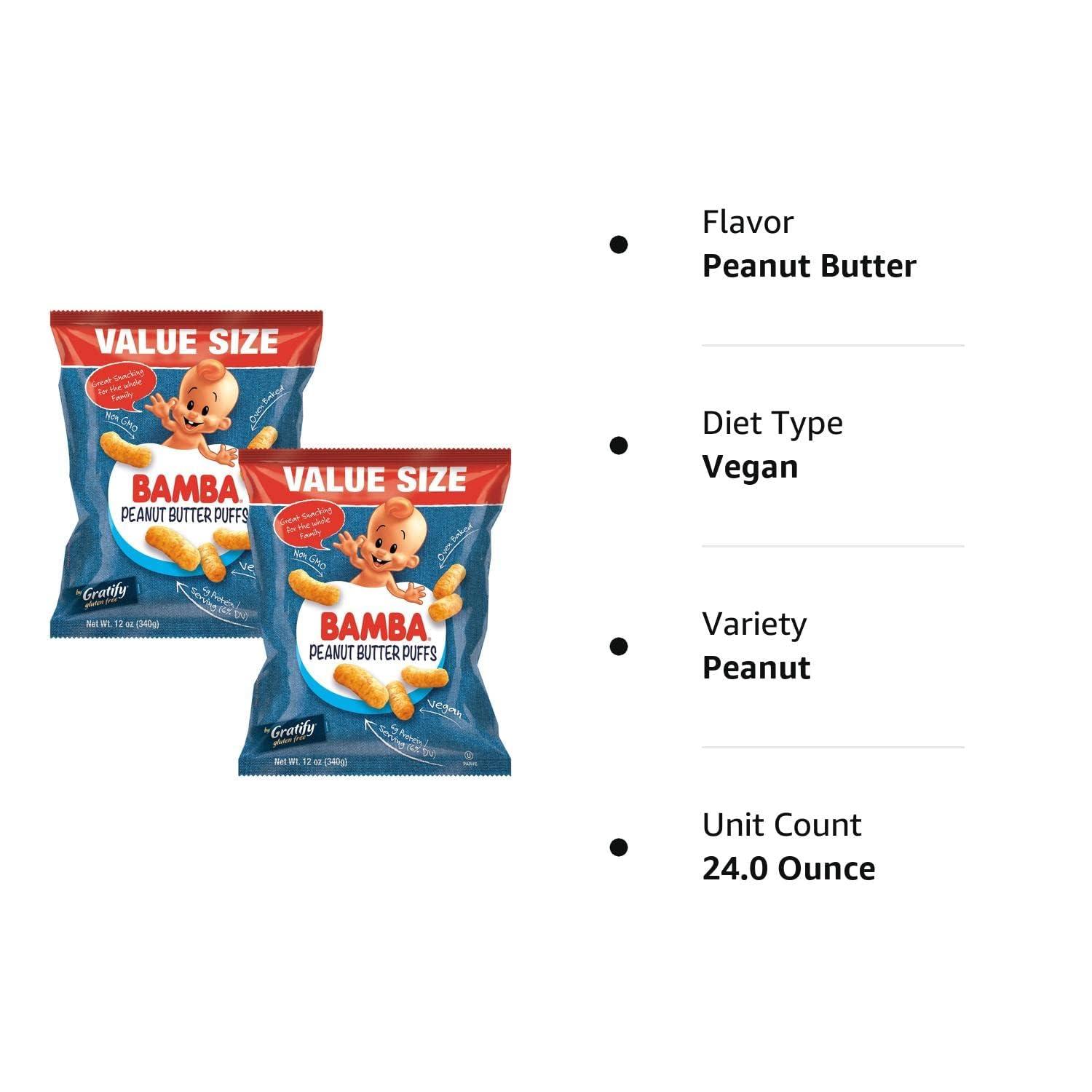 Bamba Osem Peanut Butter Puffs - Oven Baked Snack - 24 Ounce Total - 2 - 12 Ounce bags