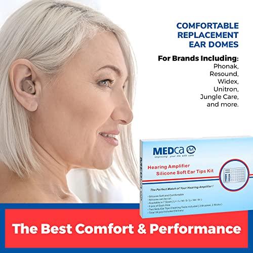MEDca Hearing Aid Domes - Universal Domes for Hearing Aids - Sizes Small, Medium, Large & X-Large Earbud Replacements and BTE Hearing Sound Amplifiers, 2 Pack