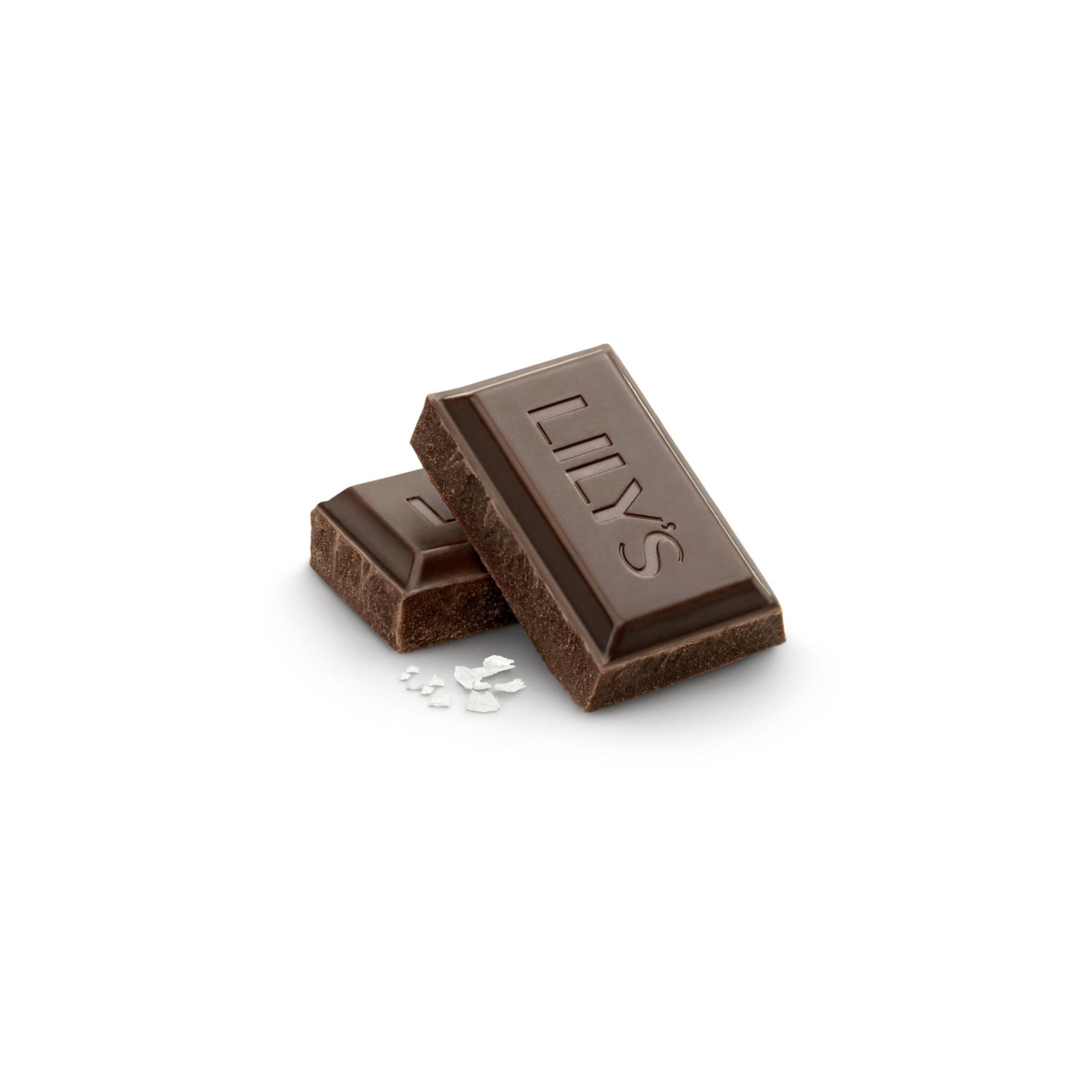 Lily's LILY\'S Sea Salt Extra Dark Chocolate Style No Sugar Added, Sweets Bars, 2.8 oz (12 Count)