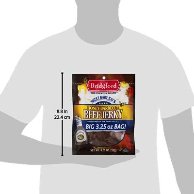 Bridgford Bridgford Sweet Baby Rays Beef Jerky Honey BBQ 3.25 oz Pack of 6 - High Protein Jerky for Midday Energy Boost or Post Workout Snack - Naturally Smoked Ready-to-Eat Meat Snacks for On the Go Snacking