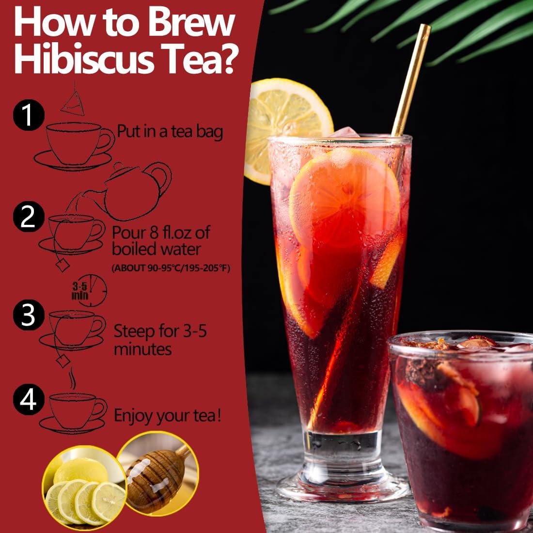 ULTHMOK Premium Hibiscus Tea Bags,100 Tea Bags/7.06 Oz,100% Pure Dried Hibiscus Flower,Natural & No Additives,Caffeine Free.