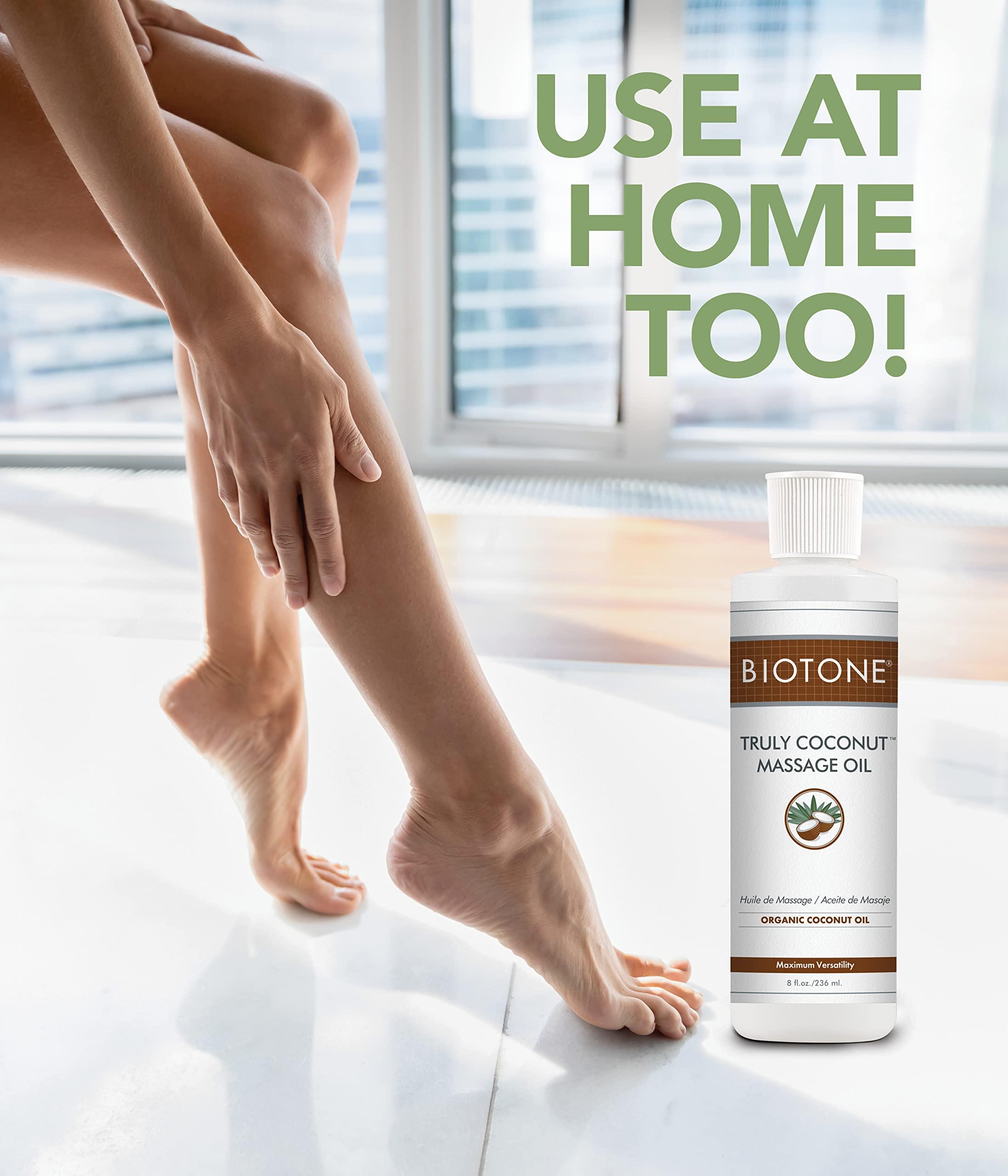 Biotone BIOTONE Truly Coconut Massage Oil with Organic Coconut Oil, Melts Away Tension and Promotes Deep Relaxation, Light, Versatile, Long-Lasting, Easy Wash-Out, Can Also Use as a Bodycare Oil