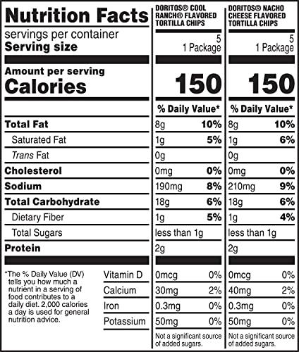 Frito Lay Frito-Lay Doritos Mix Variety Pack, Nacho Cheese & Cool Ranch, 1oz Bags (10 Pack)