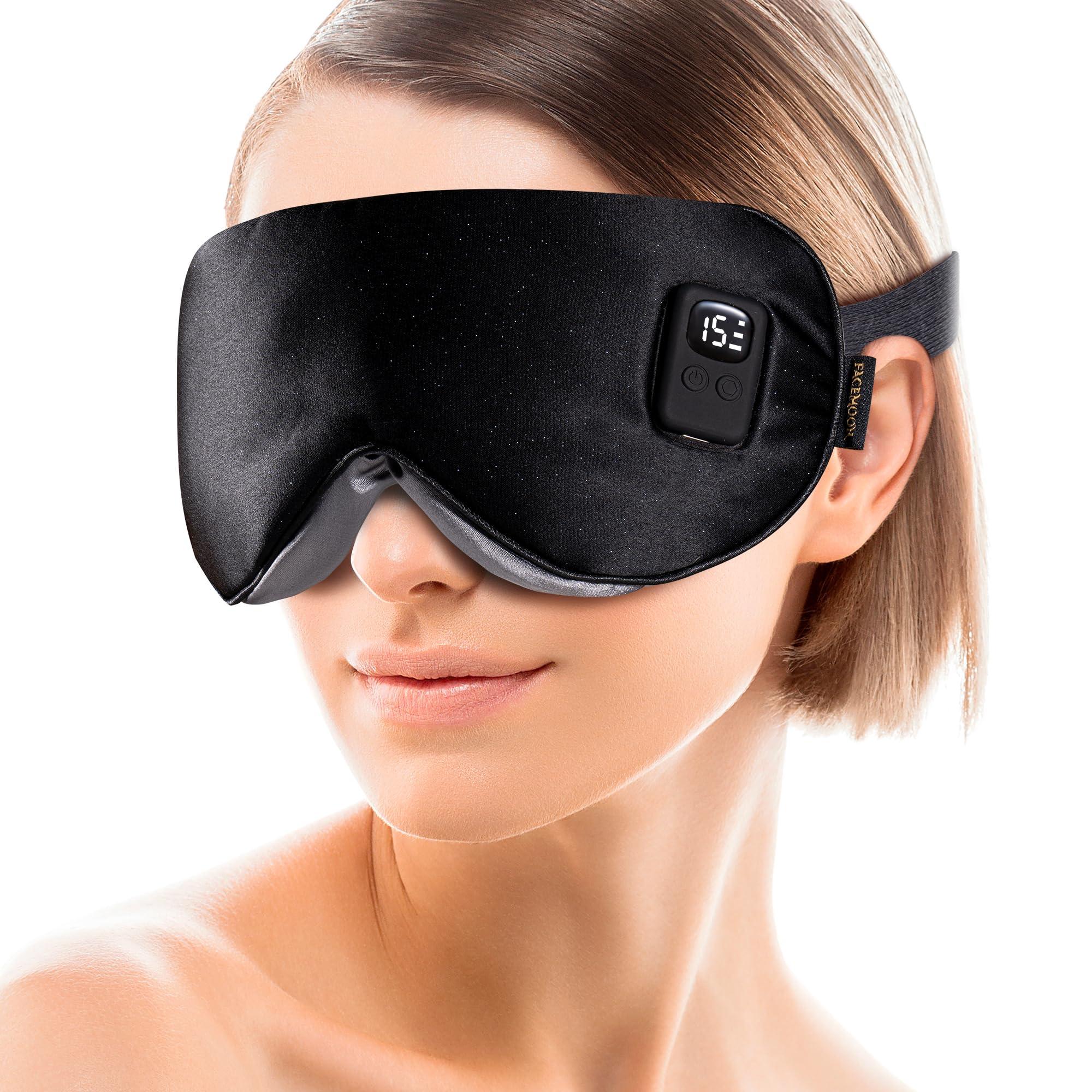 FACEMOON Heated Eye Masks for Dry Eyes - Cordless Warm Eye Compresses for Stye Relief, Heating Pad for Relief Eye Strain, Puffy, Electric Sleep Mask with 3 Temperature & 4 Time Control, FSA HSA EligibleBlack