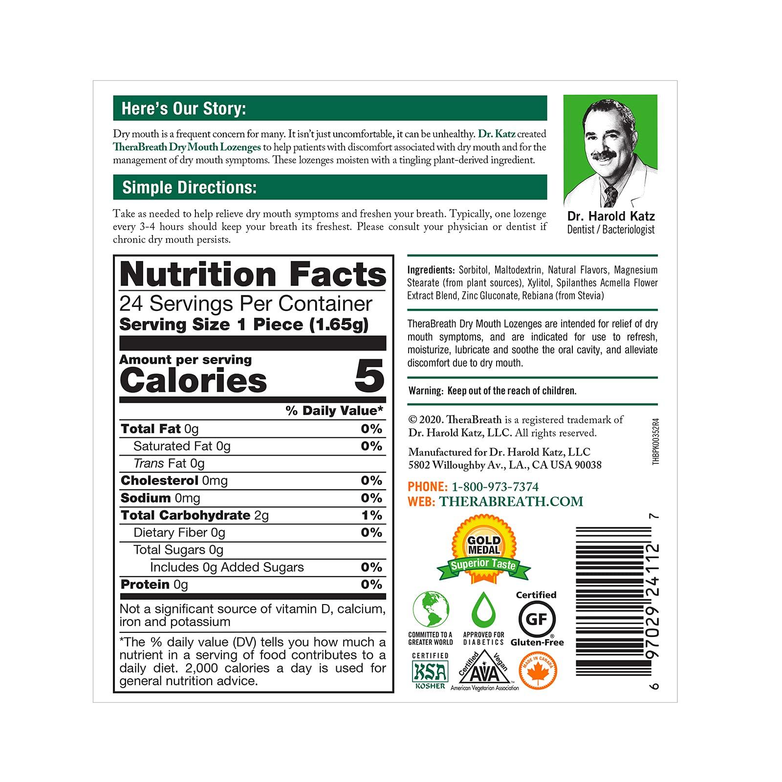 TheraBreath TheraBreath Dry Mouth Oral Rinse, Tingling Mint, Dentist Formulated, 16 Fl Oz (2-Pack) & Dry Mouth Dentist Formulated Sugar-Free Lozenges, Mandarin Mint, 24 Count