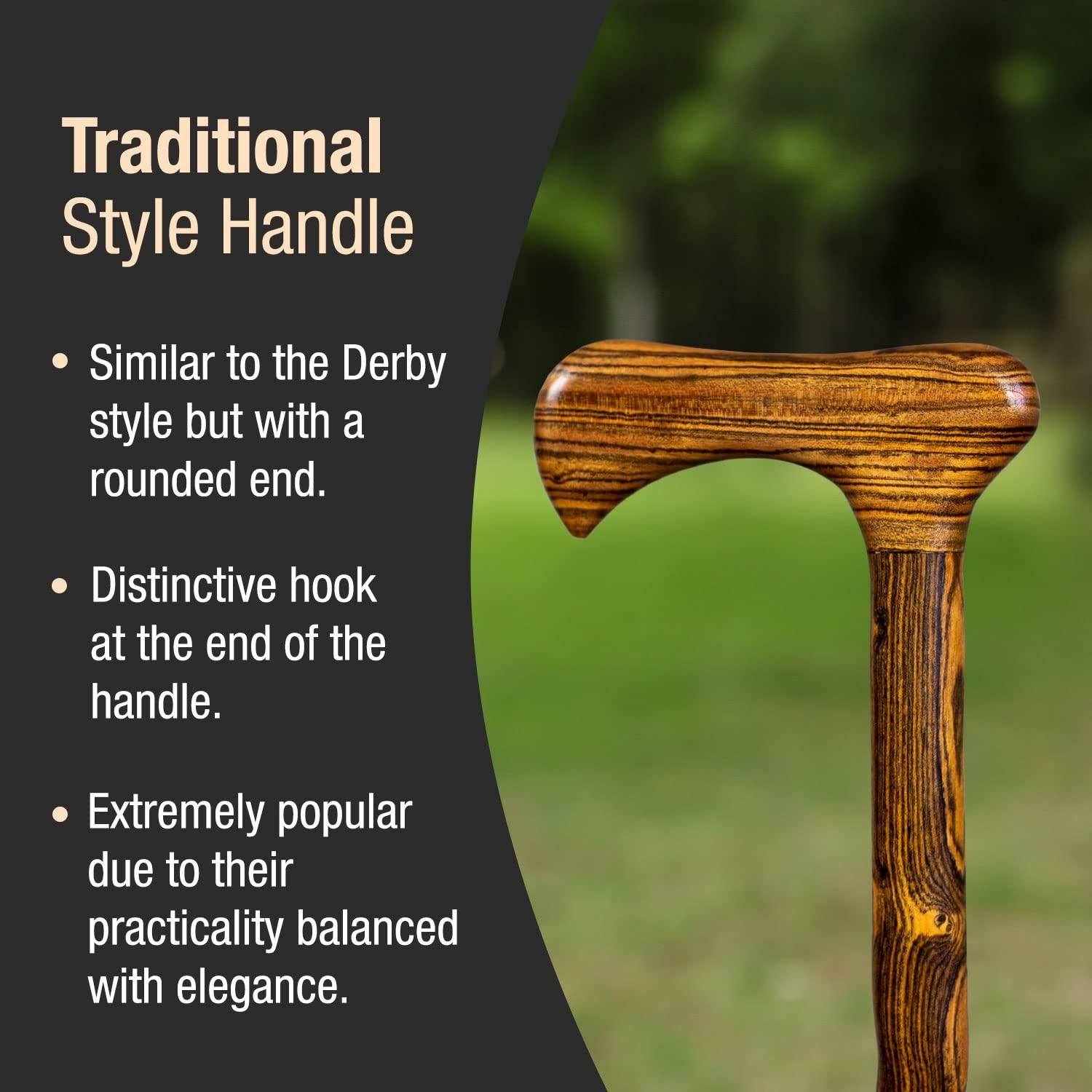 Brazos Brazos Handcrafted Wood Walking Cane, Twisted Bocote, Traditional Style Handle, for Men & Women, Made in the USA, 37\"