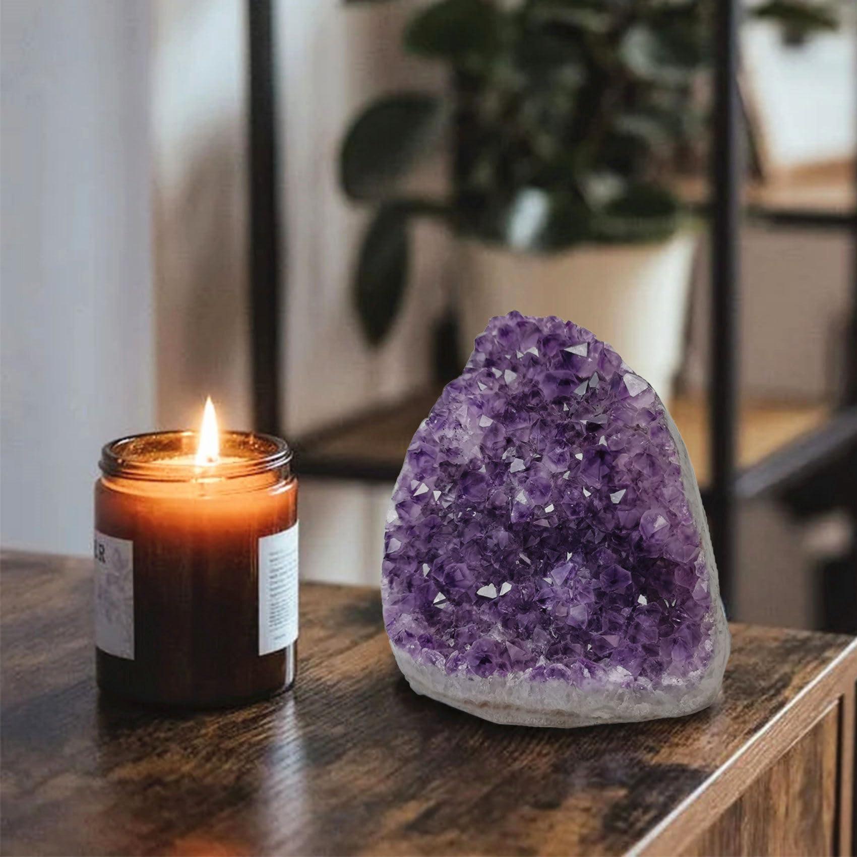 WAFUNNE Amethyst Crystal Geodes Purple Crystals Rock Cluster Quartz Raw Healing Crystals 6-7LB
