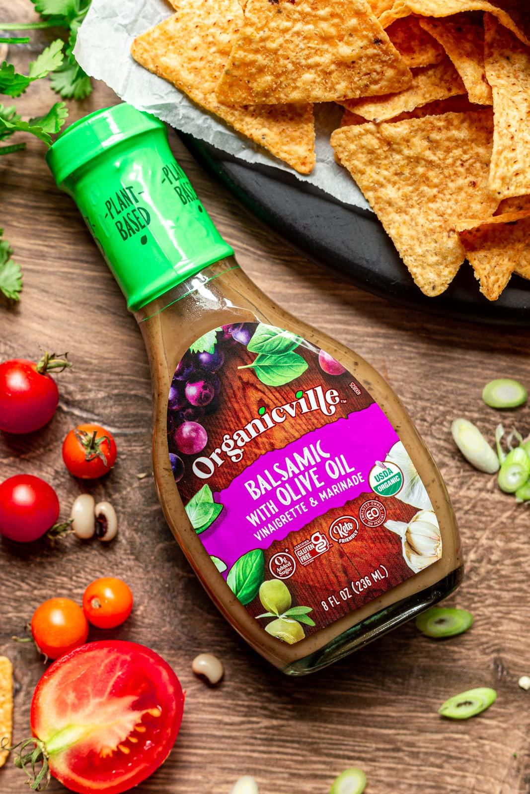 Organicville Organicville Balsamic with Olive Oil Vinaigrette & Marinade - Balsamic Vinaigrette Salad Dressing, Gluten Free, Organic, 0g Added Sugar, Vegan, Keto, Paleo, Whole 30, Dressing for Salad - 8 Oz