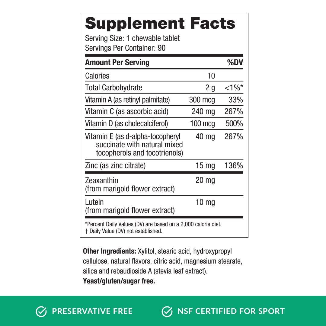 EyePromise EyePromise Vizual Edge Chew Performance Eye Vitamin - NSF Certified for Sport - 3 Month Supply Citrus Flavored Chewable Tablet