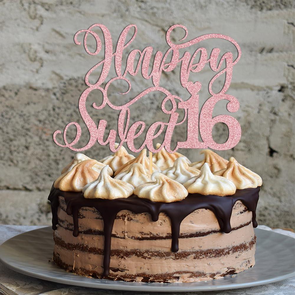 WRACKKIAR WRACKKIAR Sweet Sixteen Cake Topper-Happy 16th Birthday Cake Topper-Sweet 16 Cake Decorations Supplies