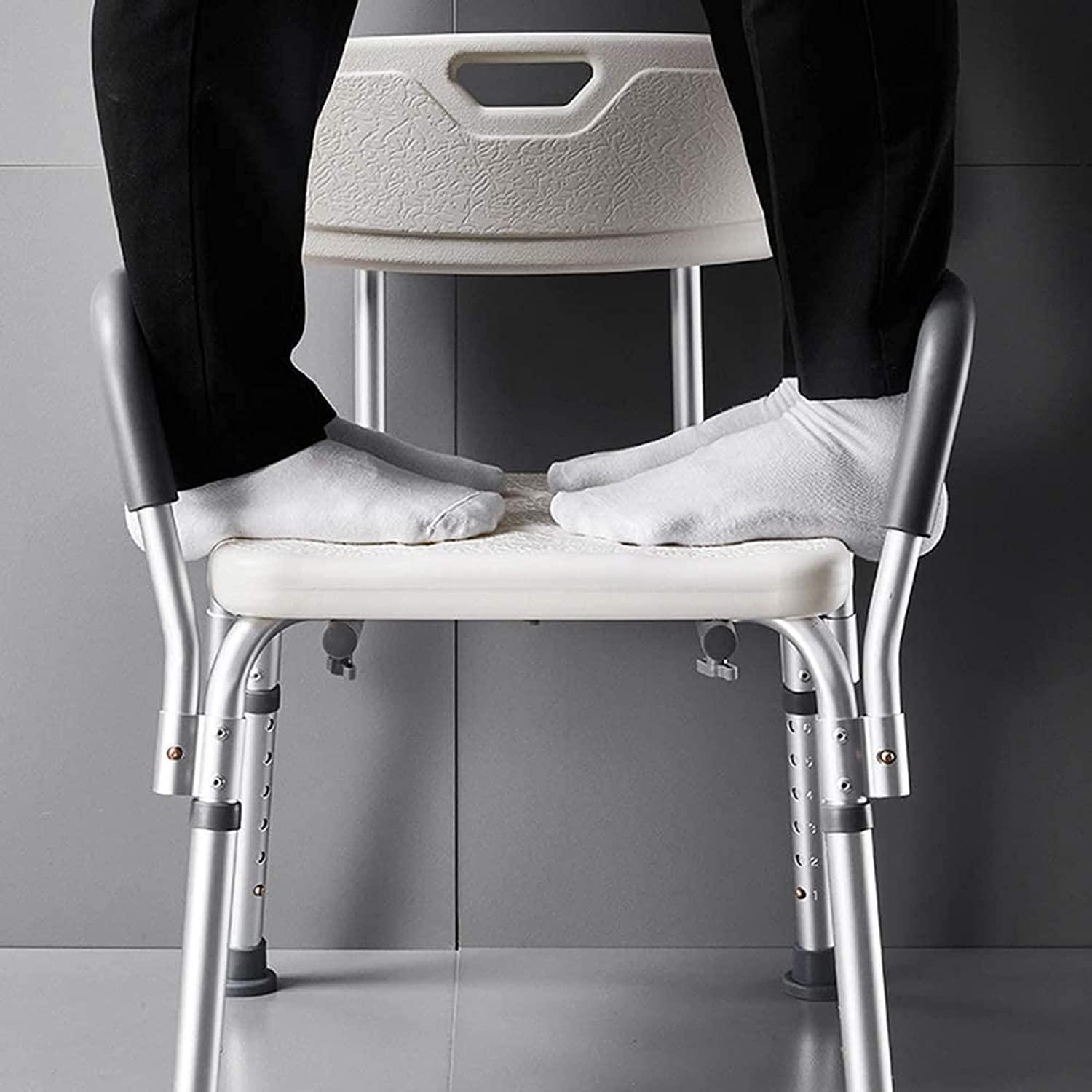DIANYADIANPU Shower Chair for Inside Shower Elderly Shower Seats Height-Adjustable Shower Chair Benches with Back and Arms, for Elderly Heavy Duty Shower Stool, Adult Disabled Shower Aids (Color : White)