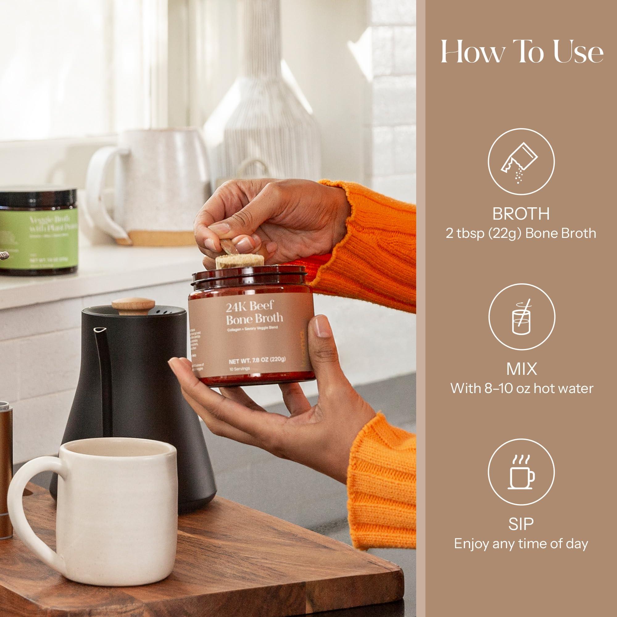 KROMA. Kroma Premium Grass Fed Beef Bone Broth, Dairy & Gluten Free Powder Mix with Collagen, Protein, Turmeric, & other Organic Ingredients, Promotes Gut Health & Healthy Skin, Hair & Nails, 10 Servings