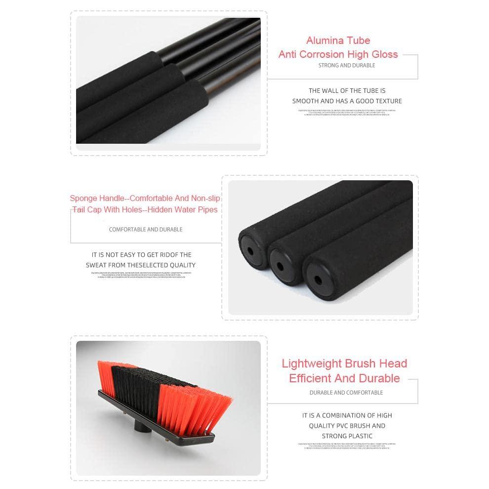 HENLOS HENLOS Waterfed Telescopic Pole Window Cleaning | 30Cm Brush Head & Squeegee | Aluminum Alloy 3.6M -10.8M Telescopic Rod Extension Washing Brush,3.6 M/11.8 Ft/5.4 M/17.7 Ft