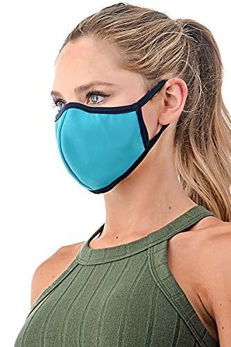 DewAmor DewAmor Reusable Washable Lightweight Neoprene/Cotton Face Mask (Turquoise) (Made in USA) (Multi- Pack) (1)