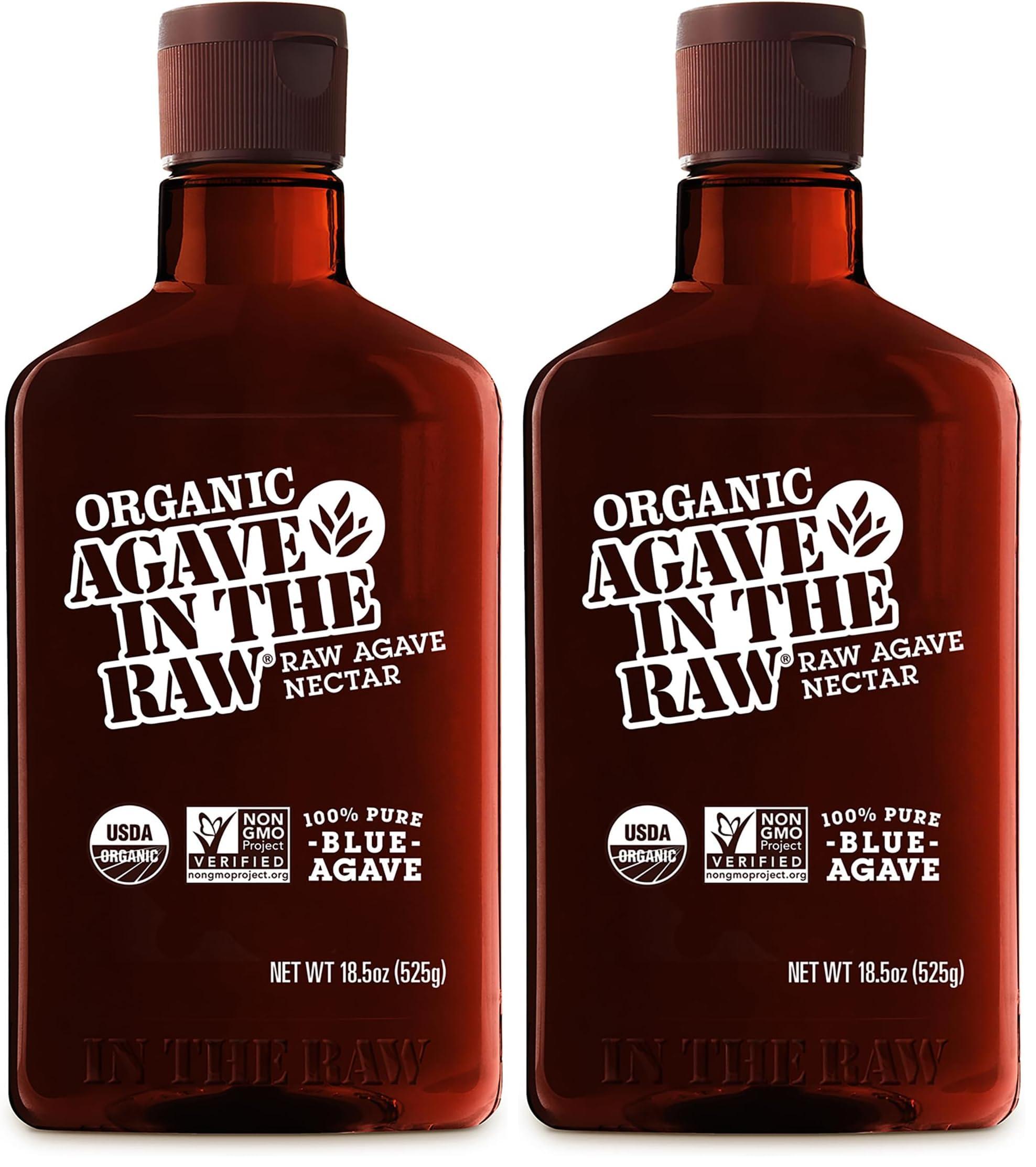 IN THE RAW Organic Agave Nectar Sweetener, Blue Agave Syrup - Vegan, Gluten-Free, Low Carb Sugar Substitute for Baking & Drinks (Pack of 2)