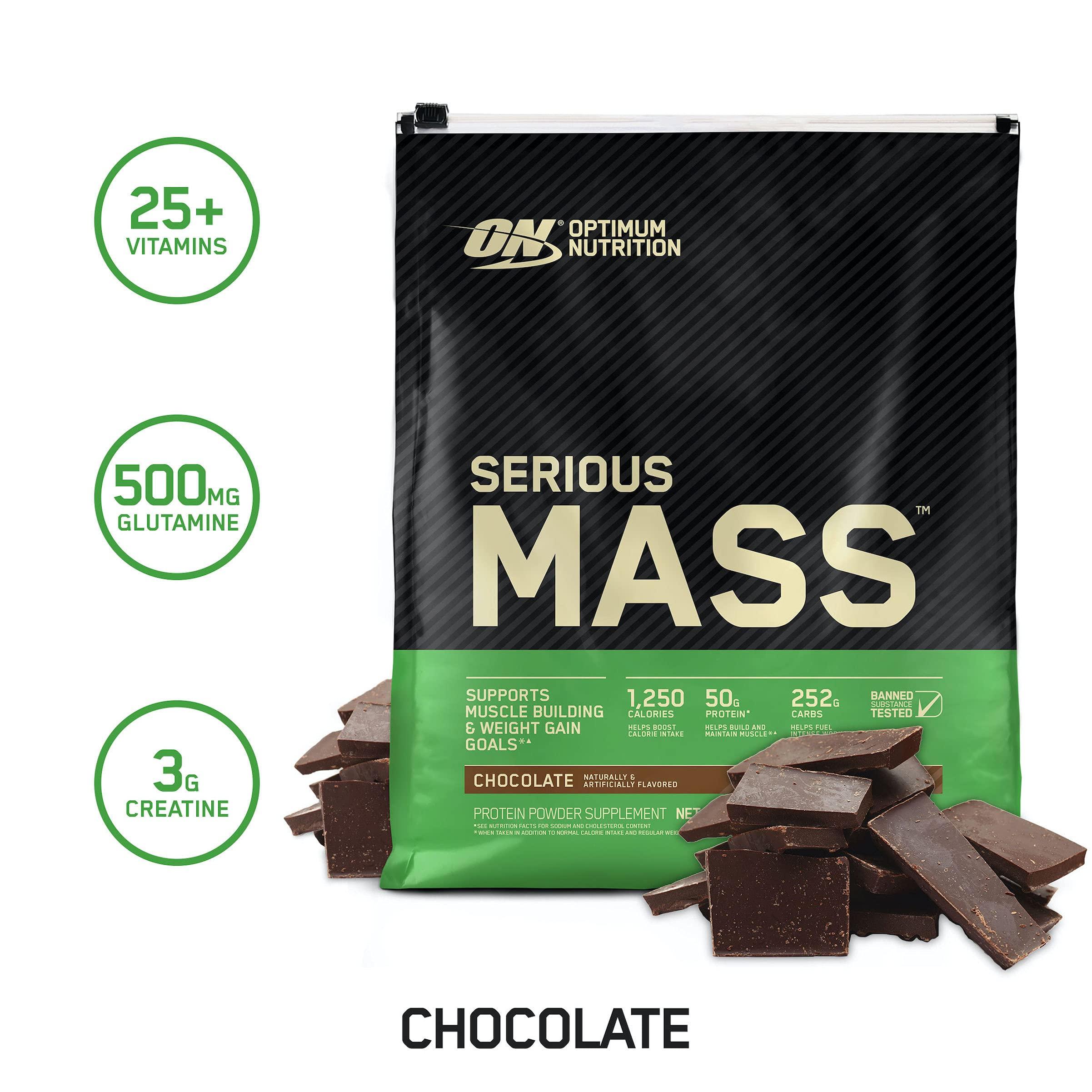 Optimum Nutrition Optimum Nutrition Serious Mass Weight Gainer Protein Powder & Gold Standard 100% Whey Protein Powder, Double Rich Chocolate, 5 Pound (Packaging May Vary)