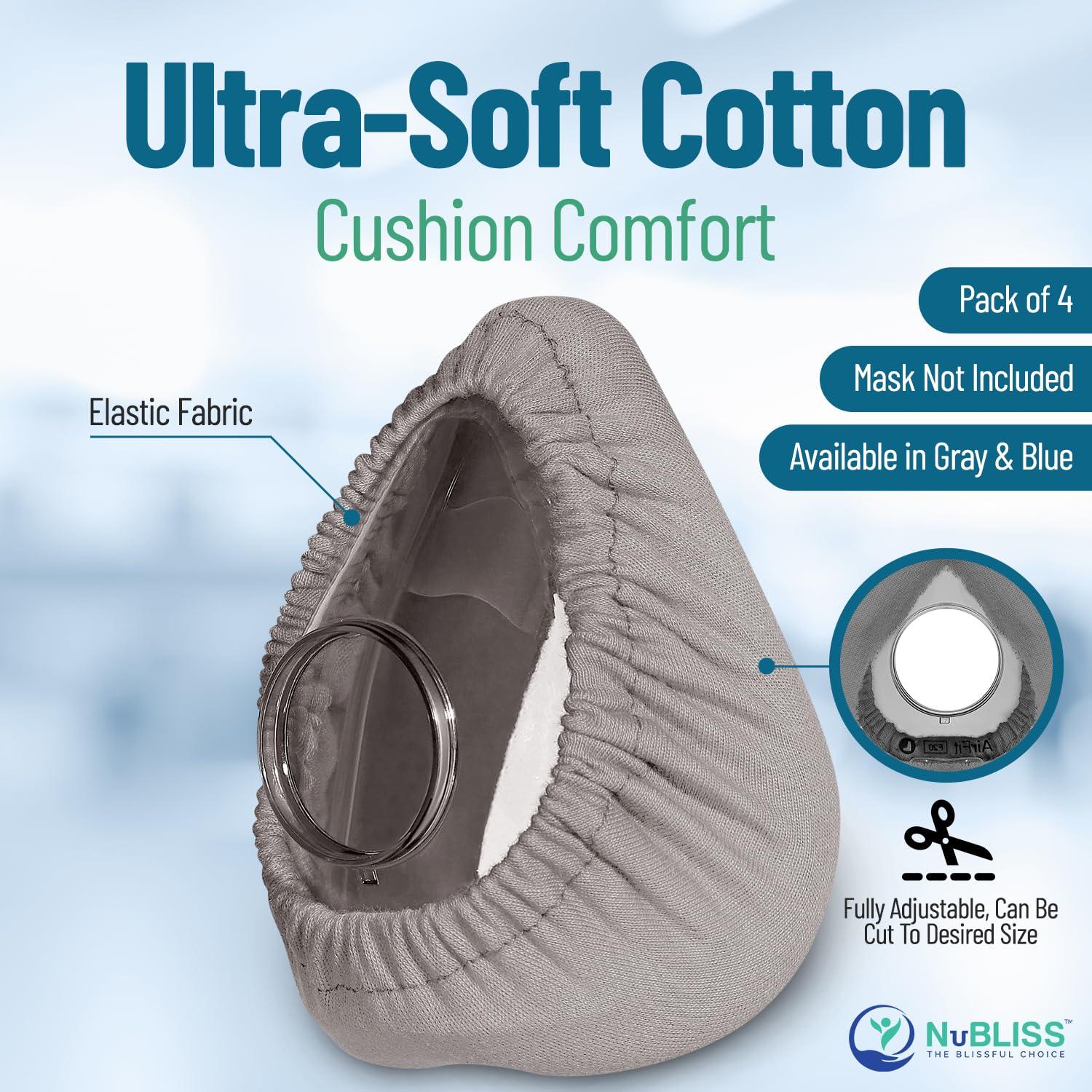 NuBliss CPAP Mask Liners - FSA & HSA Eligible 4-Pack Soft Cushion Mask Cover Compatible with F20 & F10 Mask, A Variety of Nasal Masks, Mouth Masks, and Most Full Face Masks - Washable, Reusable, Lightweight