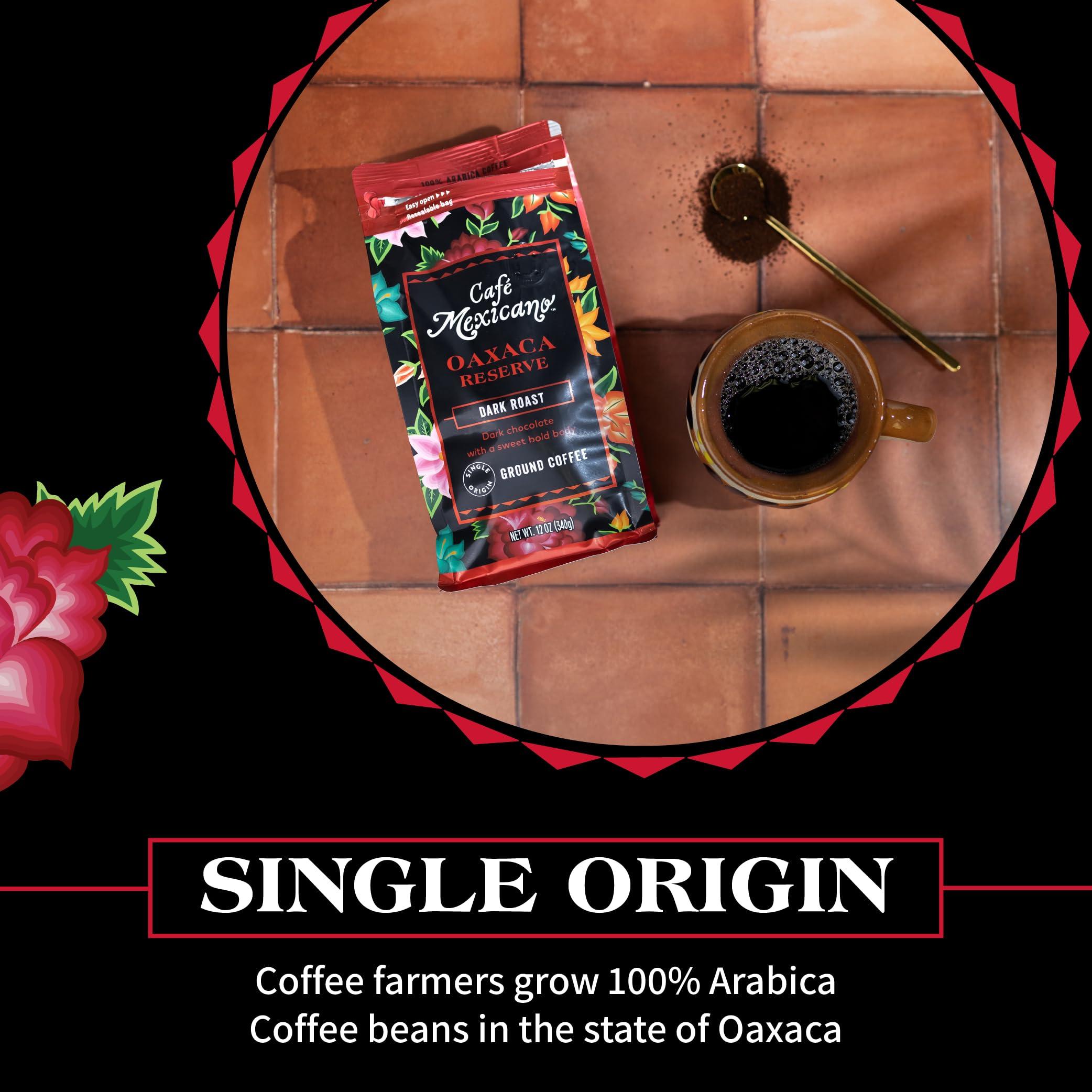 Caf Mexicano Caf Mexicano - Oaxaca Reserve Ground Coffee - Specialty Arabica Coffee Sourced from Mexico - 12 oz. Bag