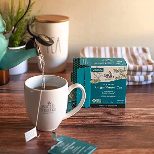 Earth Mama Earth Mama Organic Ginger Nausea Tea | Comforts Occasional Nausea + Morning Sickness, 16 Teabags Per Box (6-Pack)