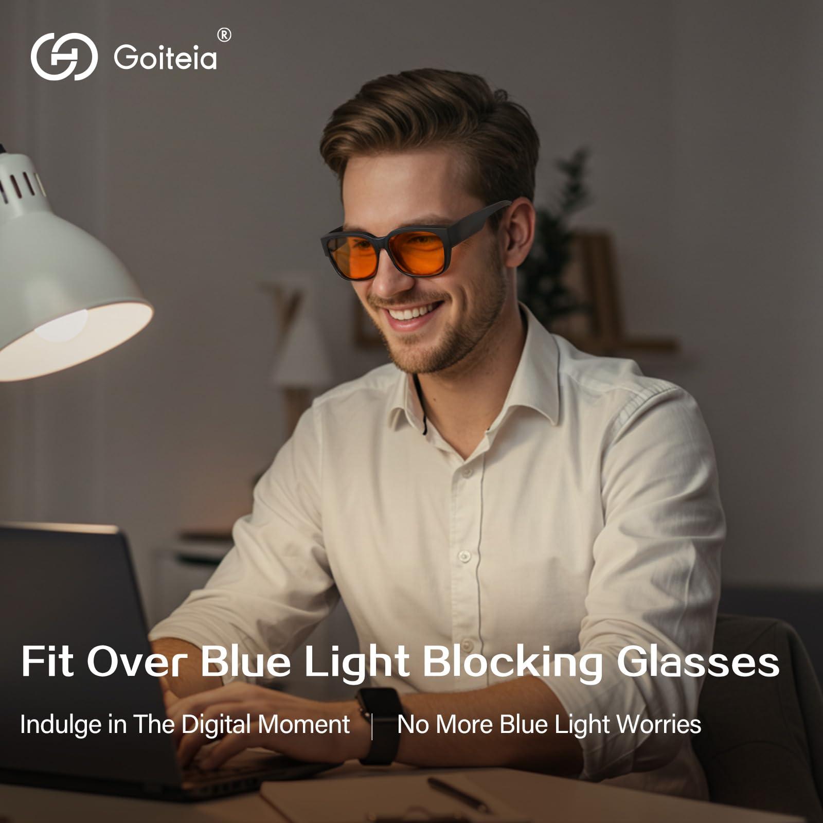 Goiteia Goiteia Amber Orange Blue Light Blocking Fit over Large-Framed Glasses for Women Men,Blue Blocker Computer Glasses for Insomnia/Migraine/Light Sensitivity