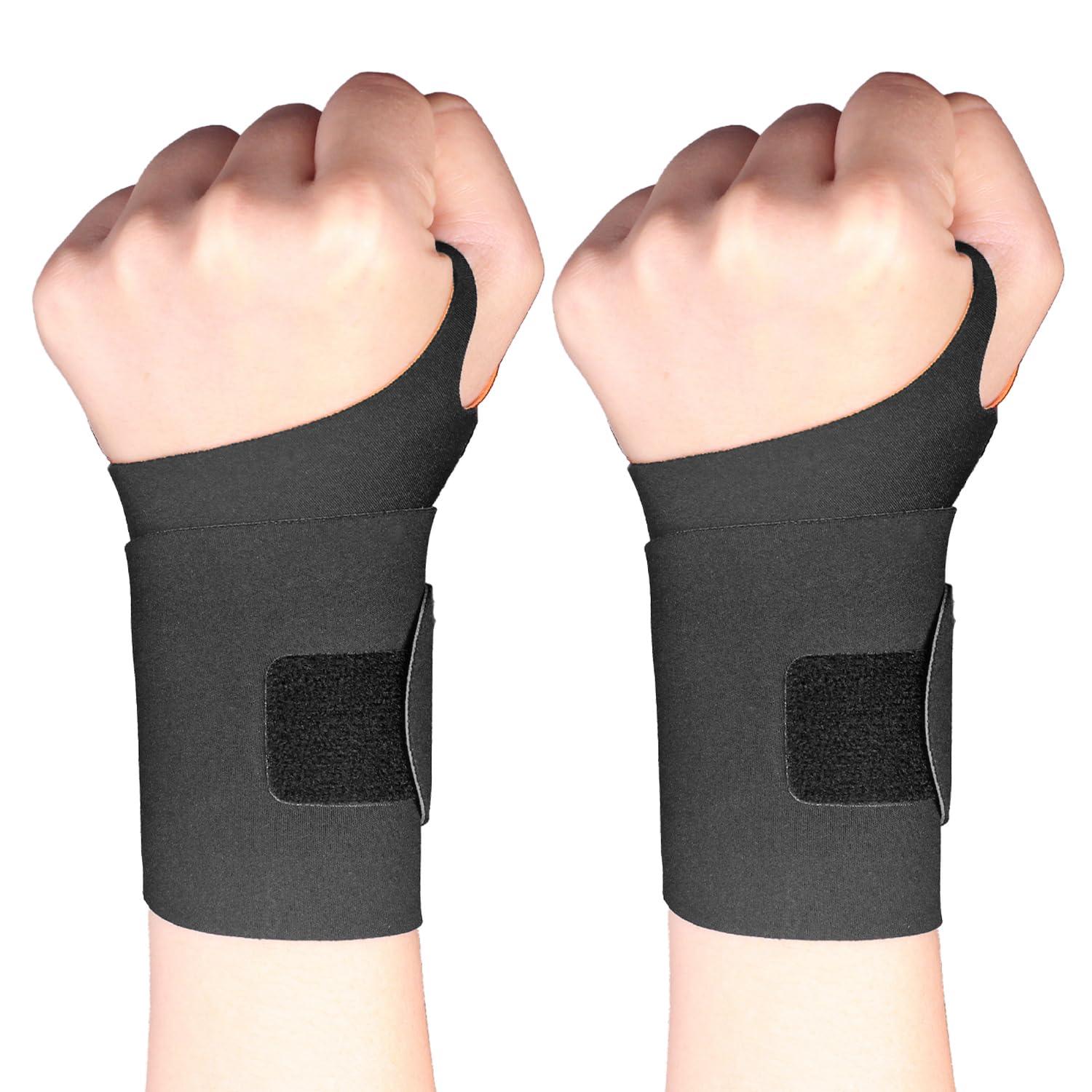 YUNYILAN Ultra-Thin Wrist Brace Support for Carpal Tunnel, Pain Relief, Arthritis, Tendonitis, Elastic Wrist Wraps Right and Left Hands - Compression and Support for Fitness Enthusiasts (Black orange)