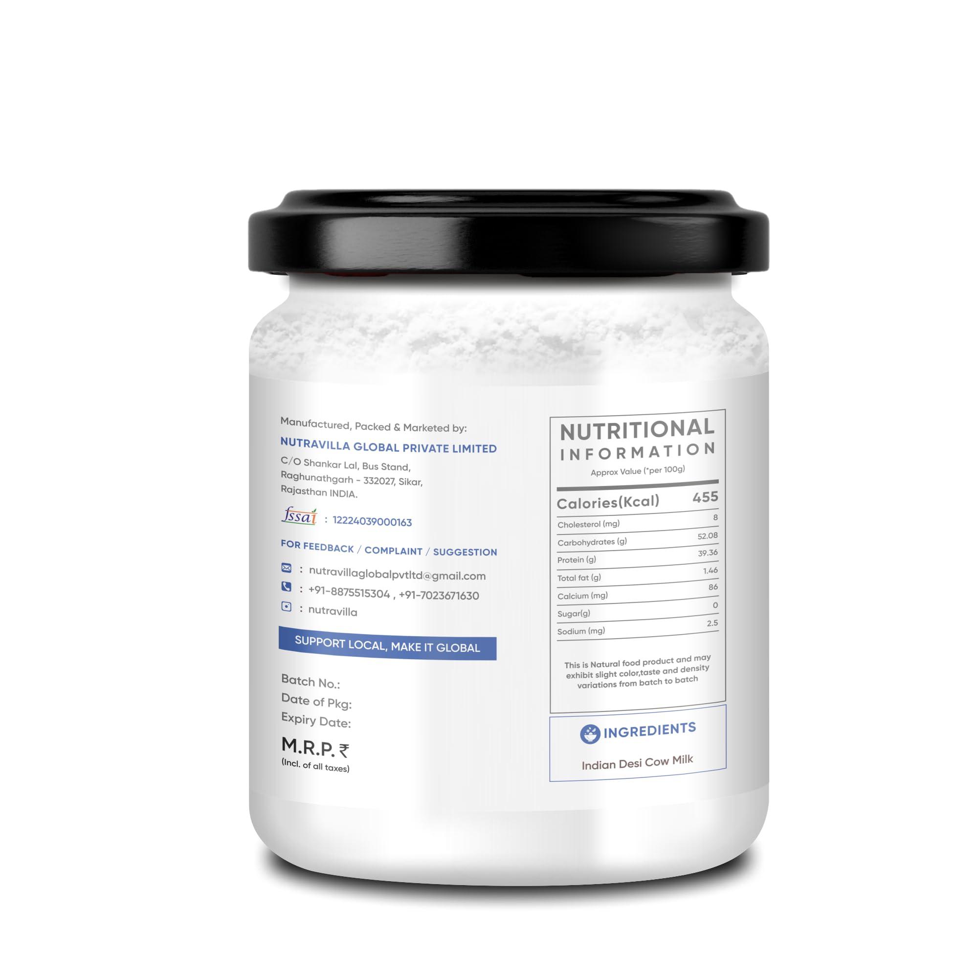 NUTRAVILLA Nutravilla A2 Desi Cow Milk Powder A2 Whole Milk Powder Made From Organic Grass Fed Gir Cows 200 Grams