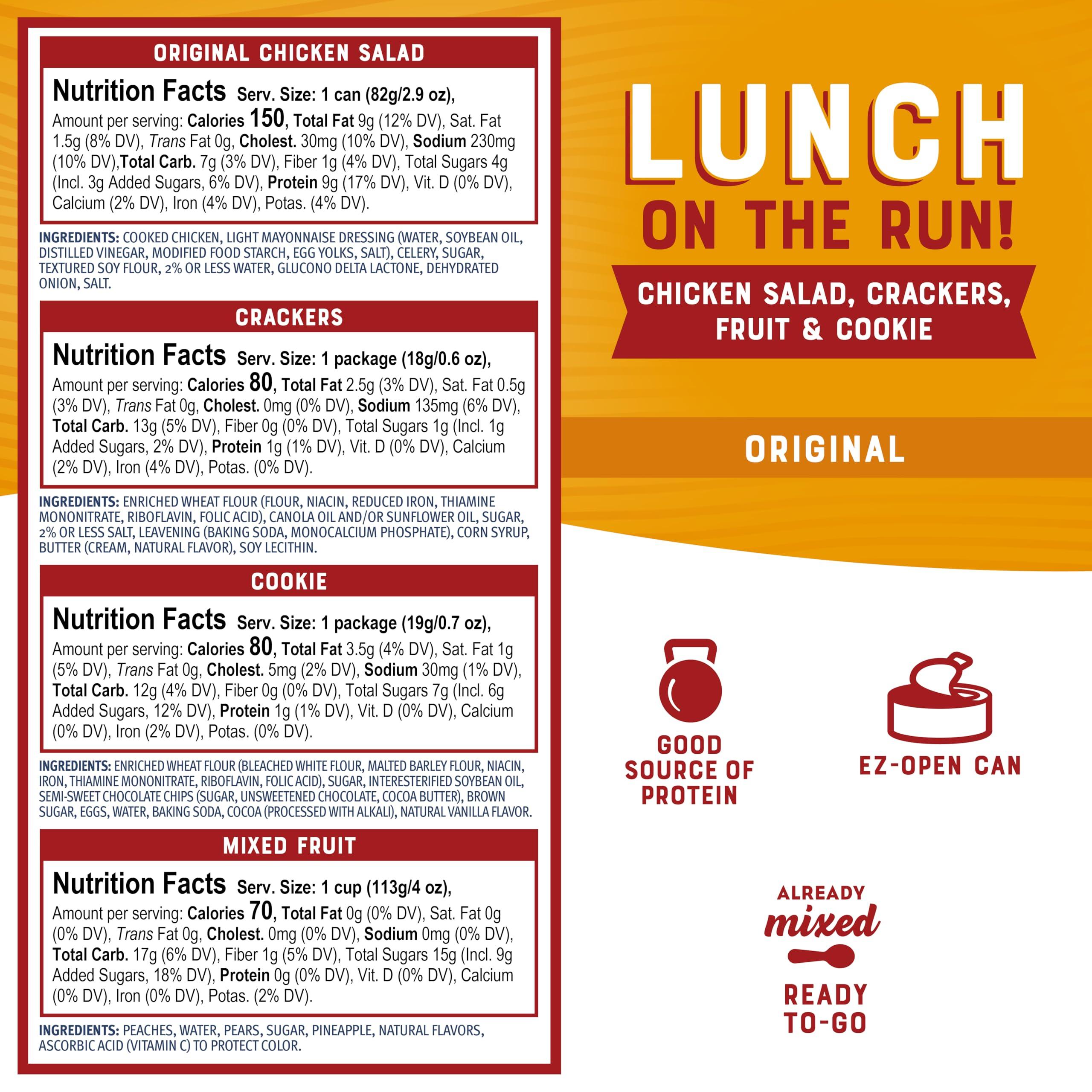 Bumble Bee Bumble Bee Lunch On The Run Chicken Salad with Crackers Kit, 8.2 oz - Ready to Eat, Includes Crackers, Cookie & Mixed Fruit - Shelf Stable & Convenient Source of Protein