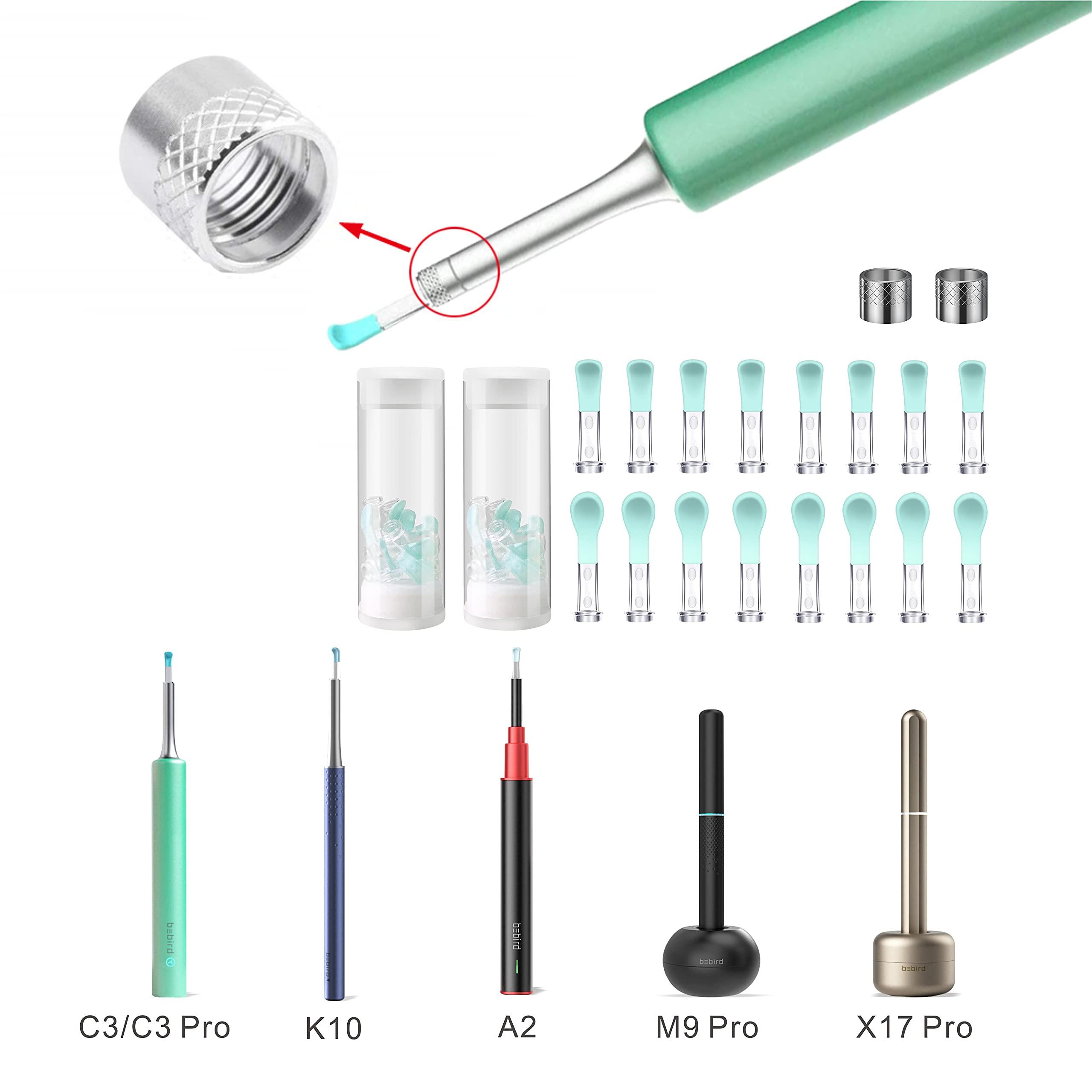 BEBIRD Bebird Replacement Tips Ear, 16 Pieces Waterproof Silicone Ear Spoon for Ear Wax Removal Endoscope, BEBIRD Original Ear Cleaner Tips for C3/C3 Pro/M9 Pro/X11 Pro/K10/X17 Pro/T5