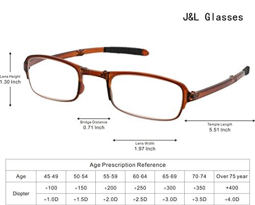 J&L Glasses J&L Glasses 2 Pack Fashion Mini Pocket Folding Reading Presbyopic Glasses For Men Women (2pack, 3.0)