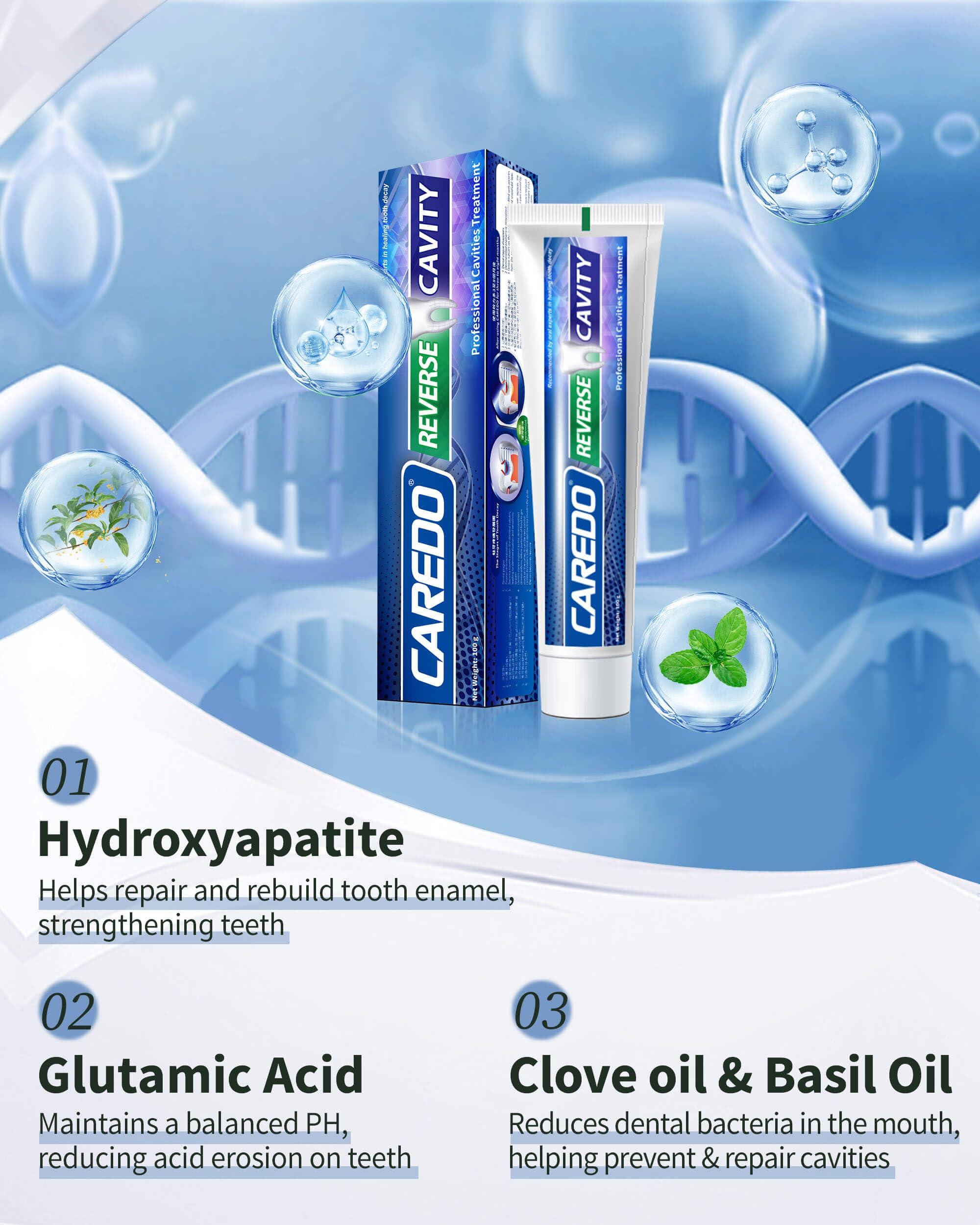 CAREDO CAREDO Cavity Repair Toothpaste Set for Adults, 16g Pulpitis Ointment for Tooth Decay Pain & 100g Hydroxyapatite Toothpaste for Home Cavity Repair, Fluoride Free