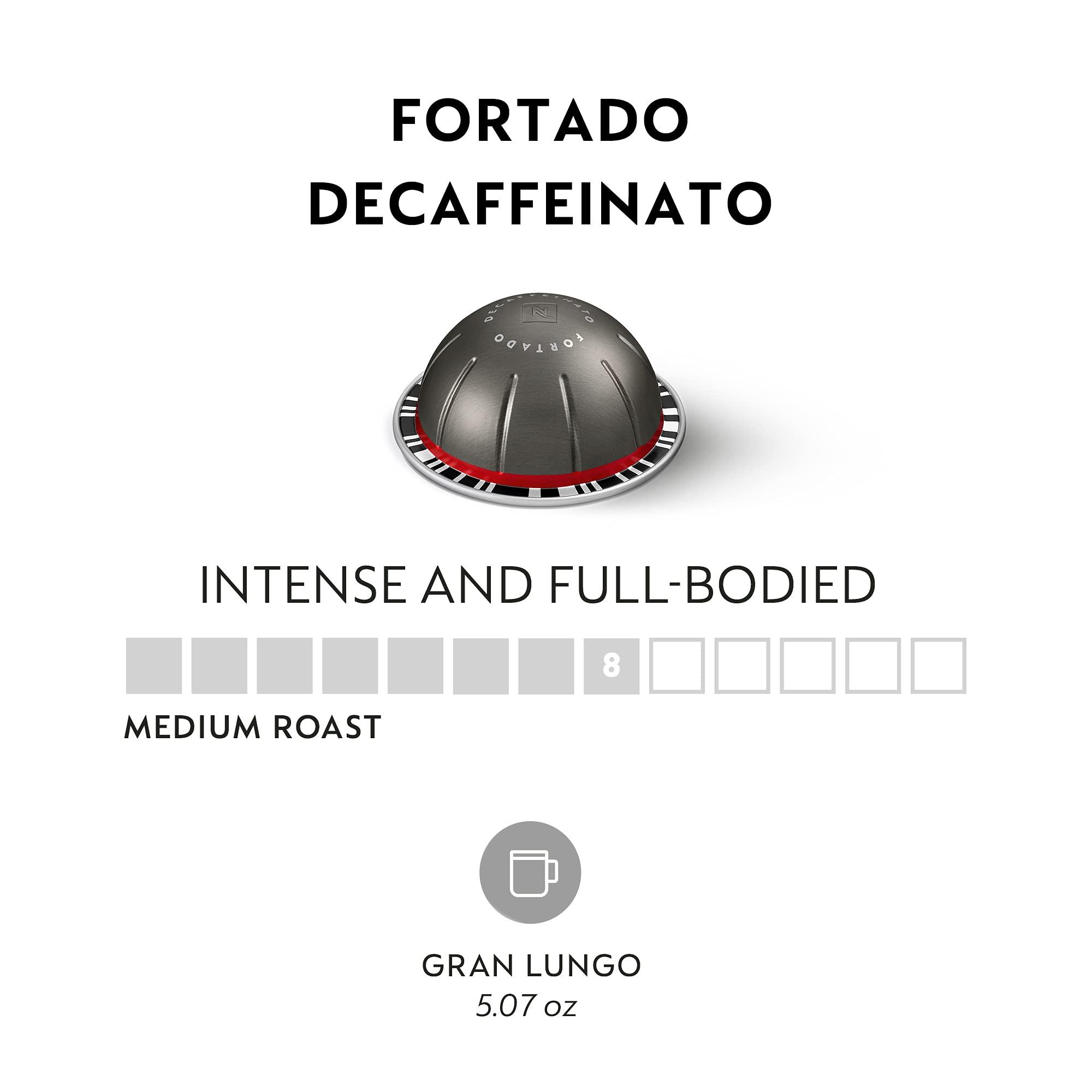 Nespresso Nespresso Capsules Vertuo, Fortado Decaffeinato, Gran Lungo, 30-Count Coffee Pods, Brews 5.0 oz.