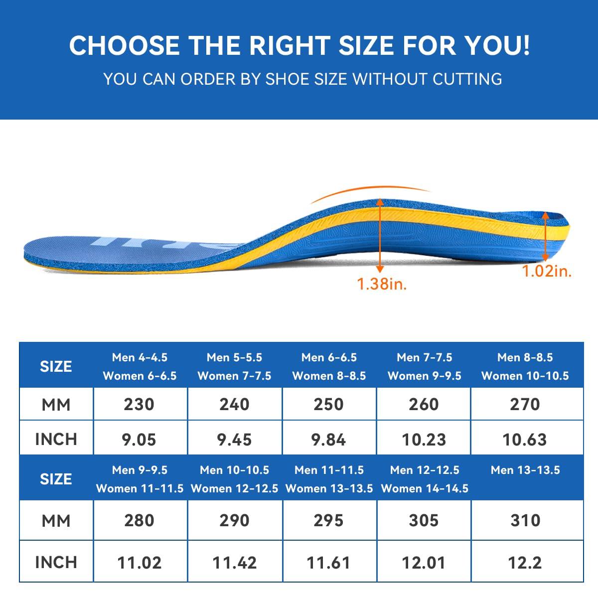 3ANGNI 3ANGNI Arch Support Orthotic Insoles for Plantar Fasciitis, 220+lbs Heavy Duty High Arch Flat Feet Orthopedic Inserts, Over-Pronation Foot Pain Insoles for Work Boot Standing All-Day Men Women