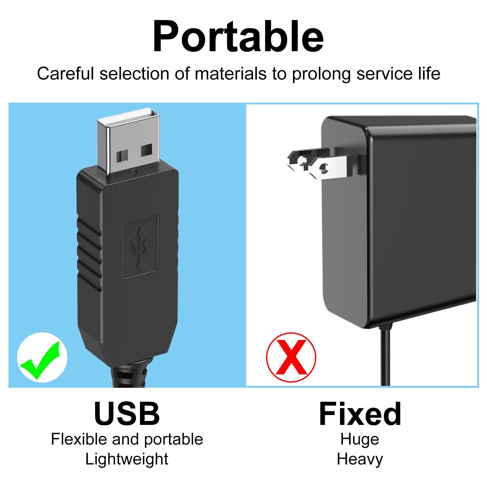 IIYL IIYL Charger Cord Replacement for Waterpik Water Flosser WP360 WP462 WP450 WF13 WP100 Water Flosser, USB Charging Cable (Black)