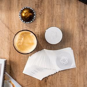 RECAFIMIL RECAFIMIL Reusable Vertuo Capsule ReFill Grind Tool Kit for VertuoLine Capsules with Aluminum Foils Seals Compatible with Nespresso Vertuoline Pods (200 pcs foils)