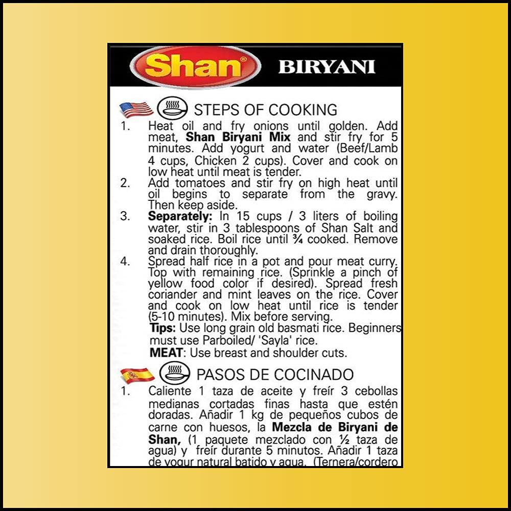 Shan Shan Biryani Masala Seasoning Mix (50g) - Authentic Spice Packets for Flavorful Layered Rice Pilaf - Perfect for Chicken, Meat & Vegetable Biryani - Traditional Indian Seasoning Blend - (Pack of 2)