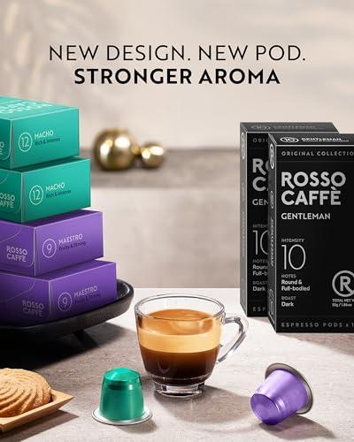 ROSSO CAFFÈ Rosso Coffee Capsules for Nespresso Original Machine - 60 Gourmet Extra Dark Roast Espresso Pods - Single-Serve Aluminum Coffee Pods Compatible with Nespresso Original Line Machines (Extra Dark 60)