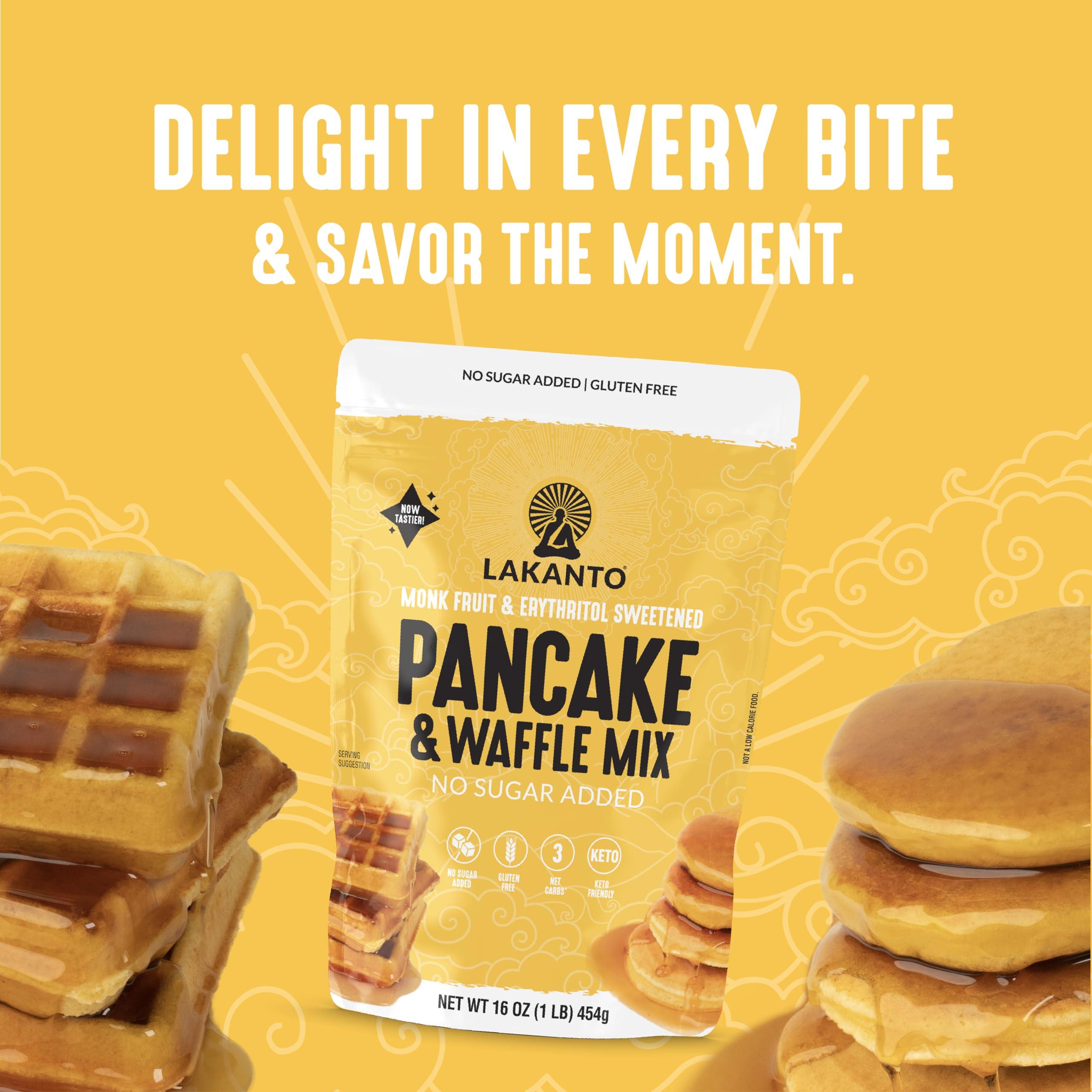Lakanto Lakanto Pancake and Waffle Mix - Sweetened with Monk Fruit Sweetener and Erythritol, Breakfast, Flapjacks, Almond Flour, Low Net Carbs, Gluten Free, Keto Diet Friendly - 16 oz