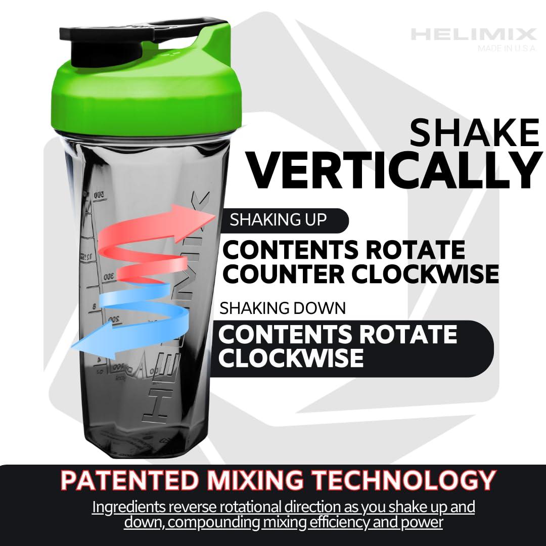 HELIMIX HELIMIX 2.0 Vortex Blender Shaker Bottle Holds upto 28oz | No Blending Ball or Whisk | USA Made | Portable Pre Workout Whey Protein Drink Shaker Cup | Mixes Cocktails Smoothies Shakes | Top Rack Safe