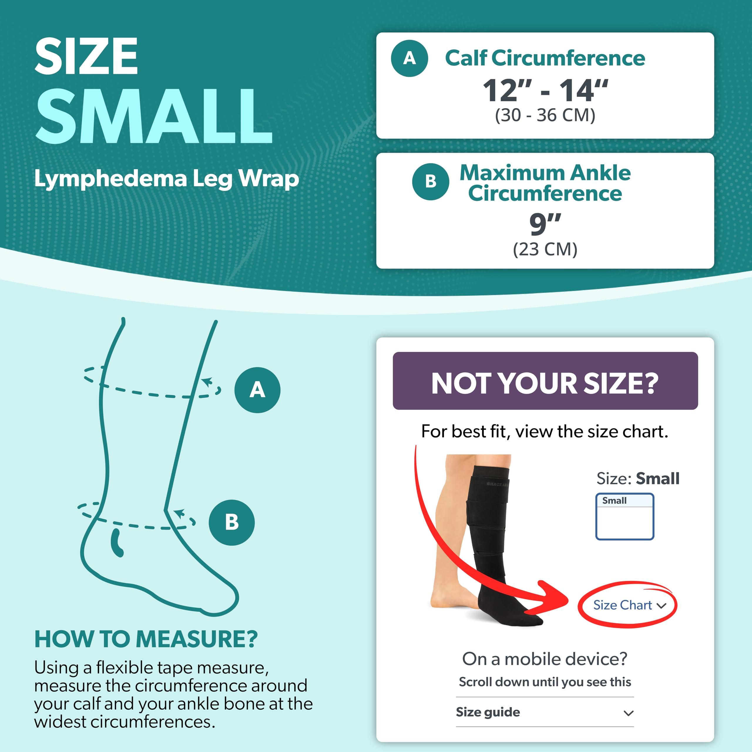 BraceAbility BraceAbility Lymphedema Leg Wrap - Swollen Calf Garment Brace for Lower Extremity Edema Swelling, Lymphatic Drainage, Water Retention Sleeve - 20-30 mmHg Medical Compression Socks Included (S)