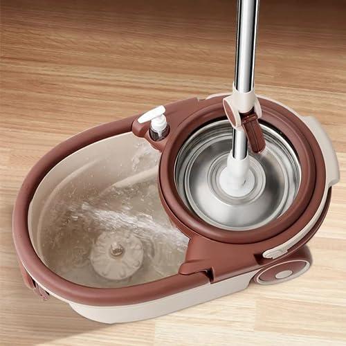 Generic Magic-Mops Mop and Bucket with Wringer Set with 3 Microphiber Mop Heads and a Scrubber, 60\" Spin Mop for Floor Cleaning, Sturdy Spin Mop and Bucket