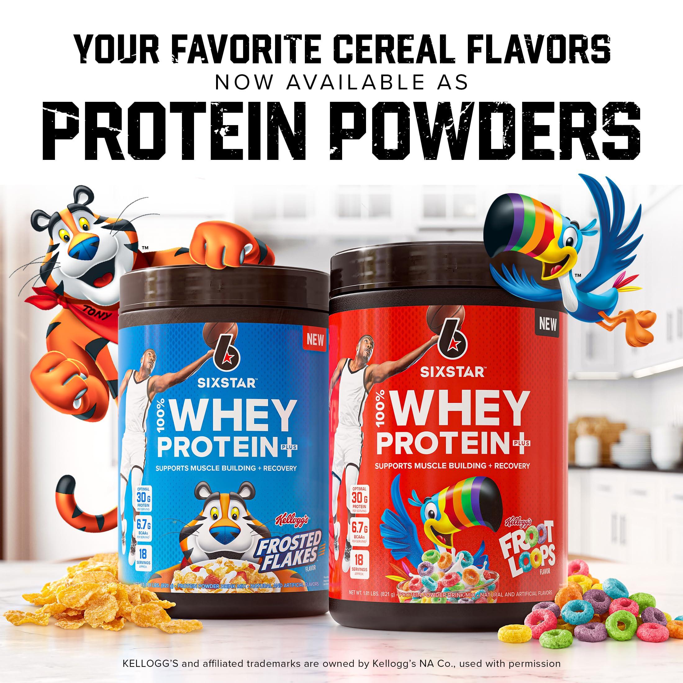 Six Star Six Star Whey Protein Powder Plus Kellogg\'s Froot Loops & Frosted Flakes Flavors | 30g Protein | Muscle Builder for Men & Women | 1.8lb Each