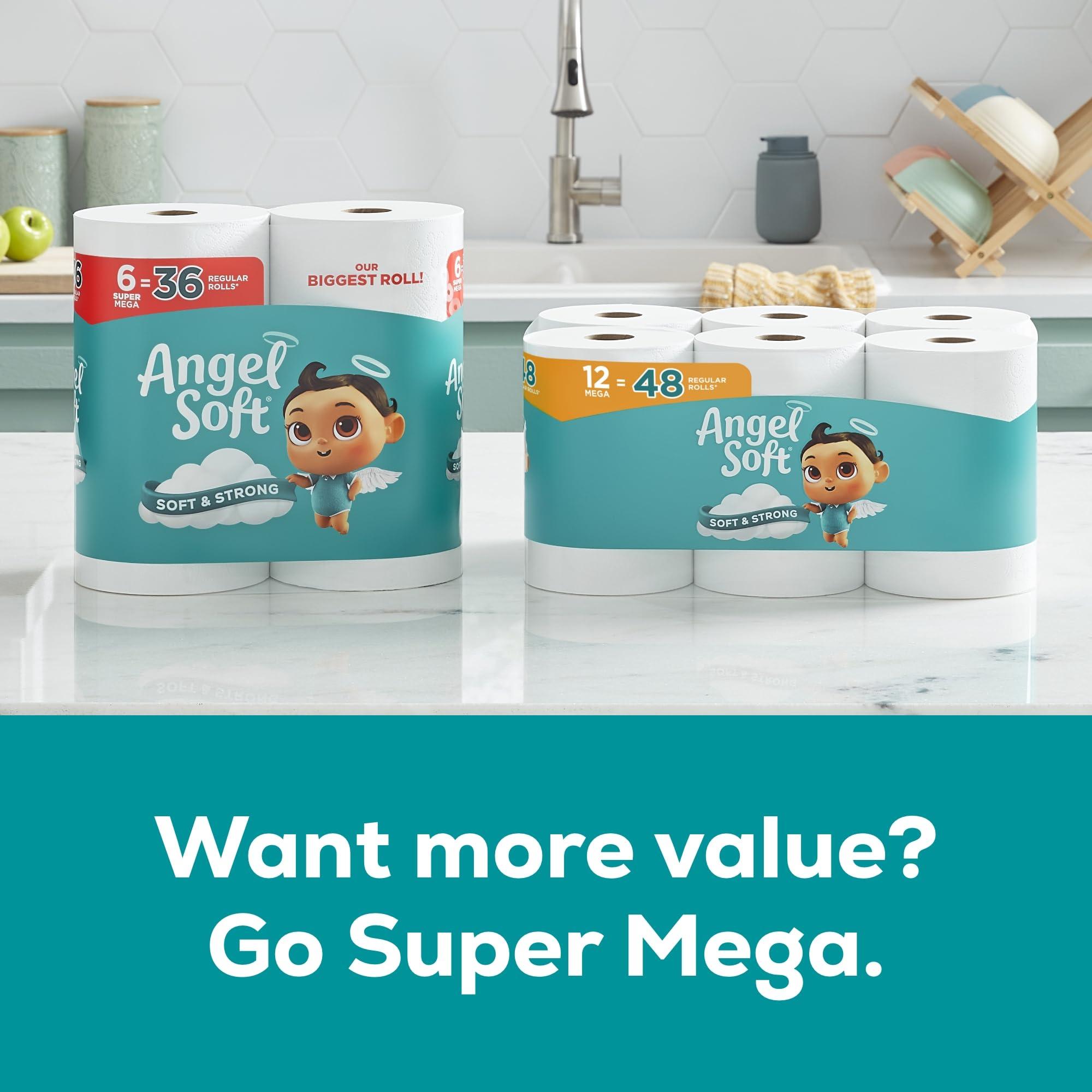Angel Soft Angel Soft Toilet Paper, 24 Mega Rolls = 96 Regular Rolls, Soft and Strong Toilet Tissue