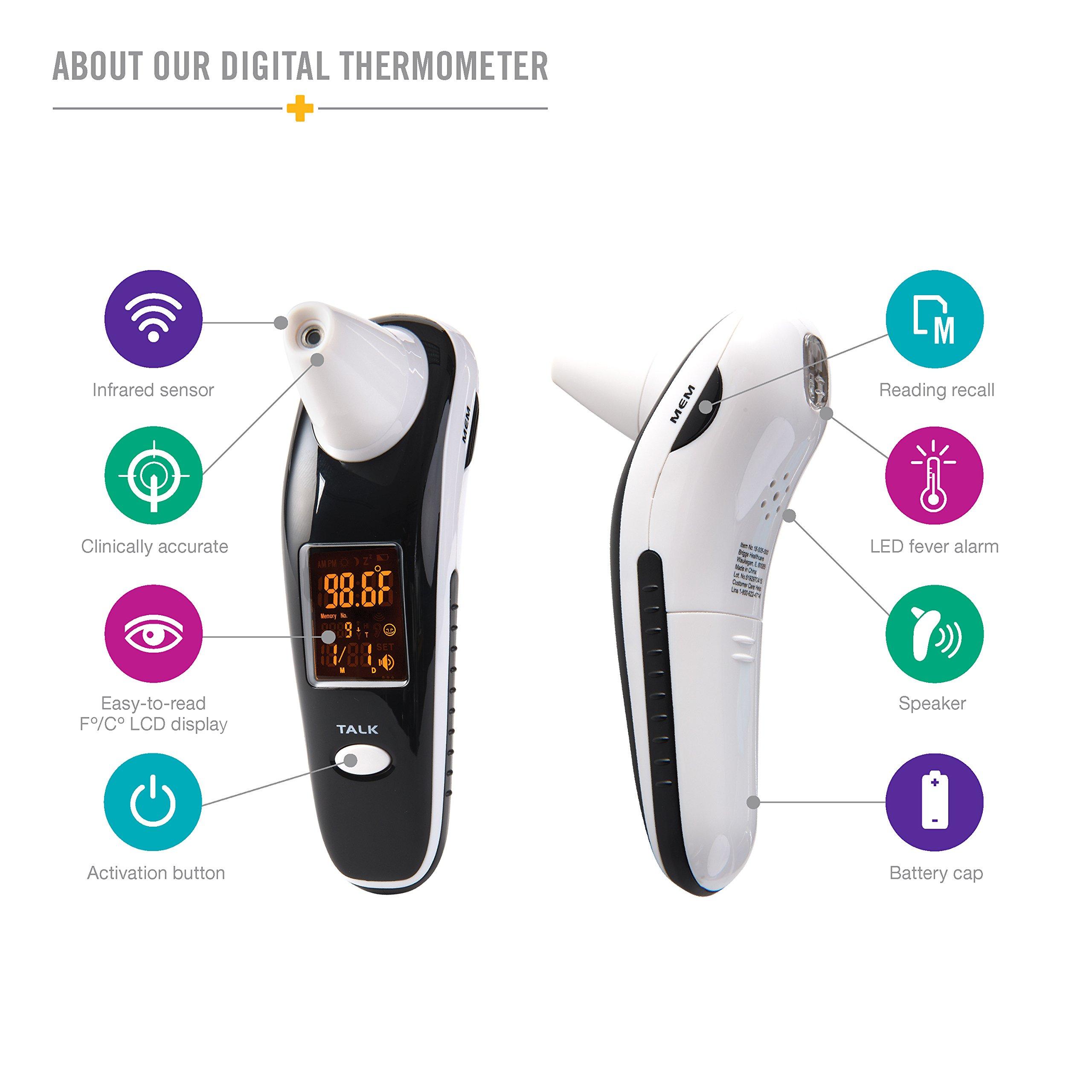 HealthSmart HealthSmart DigiScan Digital Accurate Infrared Thermometer, Instant Read Talking Forehead Thermometer, Ear Thermometer, For Babies, Children, and Adults, Black