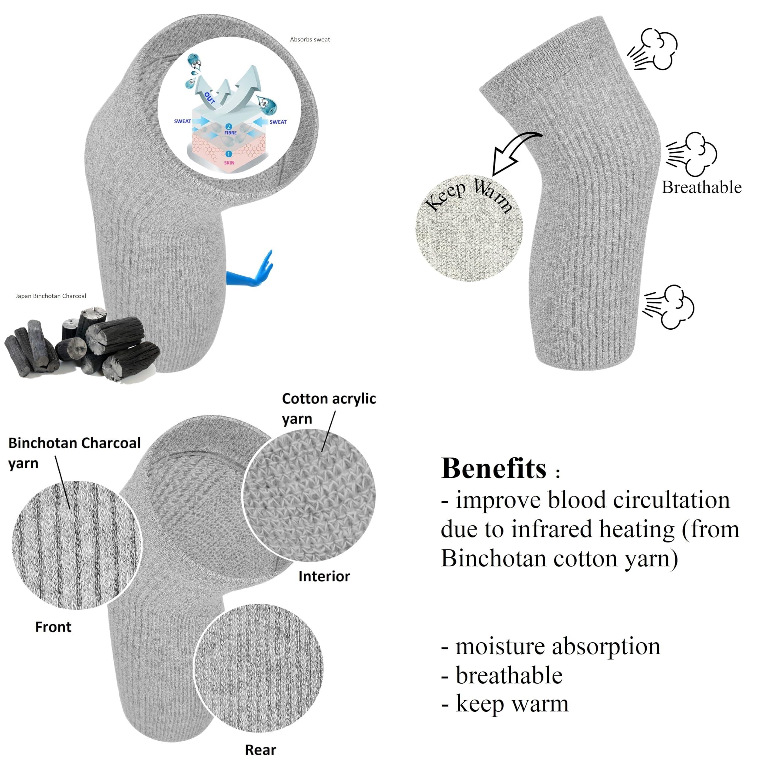 SENIOR ICARE SENIOR ICARE Elastic Cotton Knee Warmers, Knee Sleeves for Men and Women - Circulation Support and Joint Pain Relief, Arthritis Aid, One Pair, Made in Japan