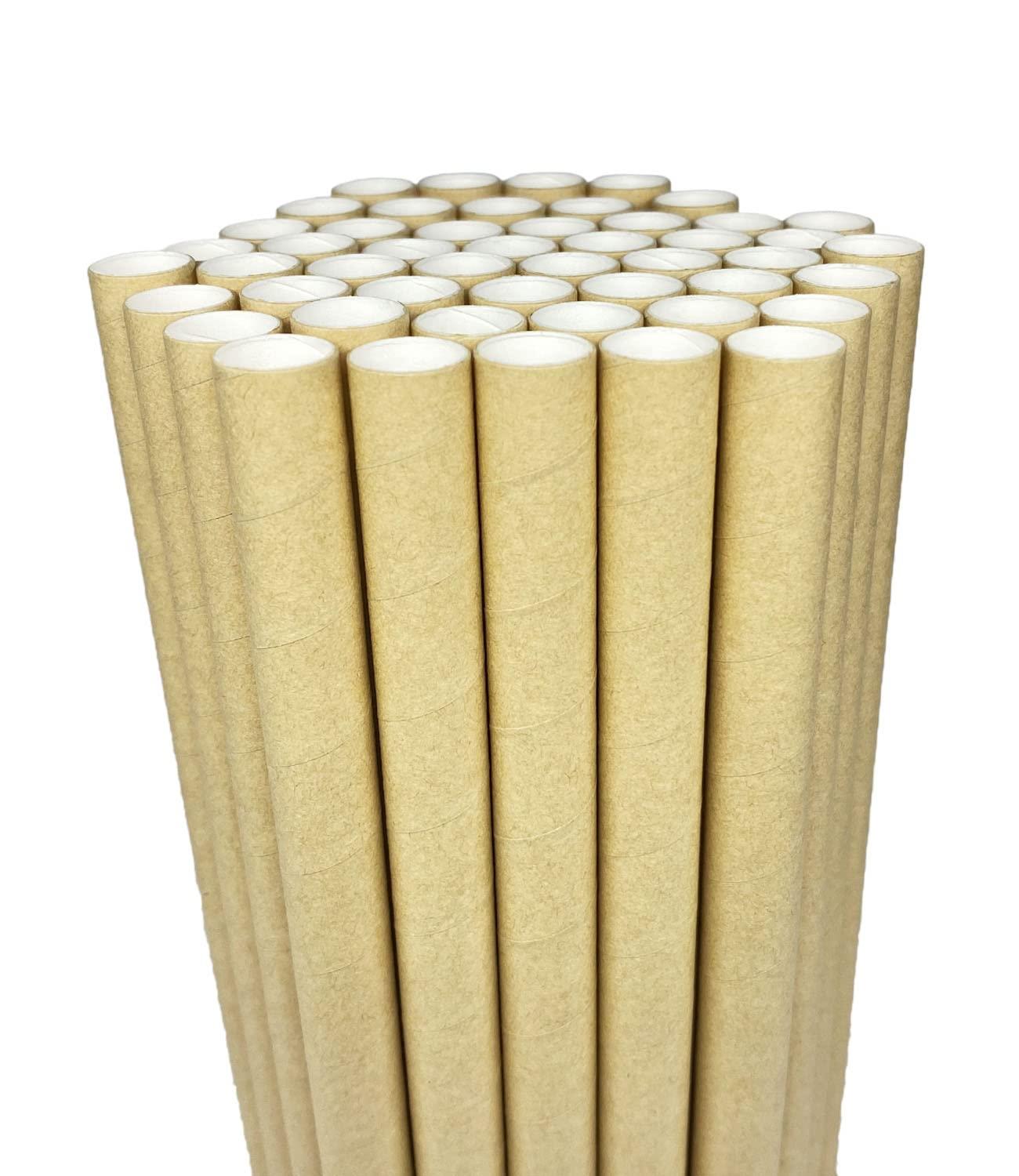 morneve Boba Straws, Smoothie Straw Paper Drinking Straws Disposable Biodegradable Extra Wide 12mm 0.5" Large for Bubble Tea Pearls Jumbo Milkshake Slushy Wedding Party Supplies, Kraft 50 Pcs