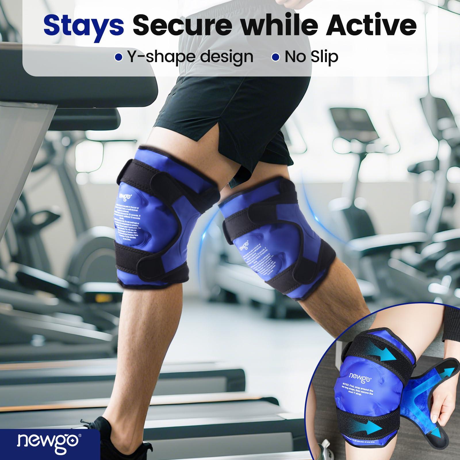 NEWGO NEWGO Ice Pack for Knee Replacement Surgery, Reusable Gel Cold Pack Wrap Around Entire Knee for Knee Injuries, Pain Relief, Swelling, Bruises (2Pack Blue)